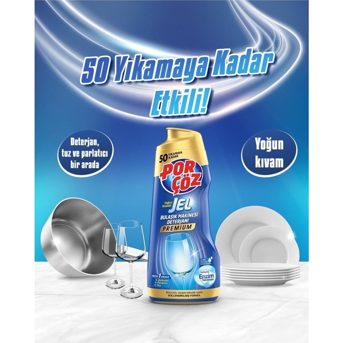 Porçöz Premium Bulaşık Makinesi Deterjanı 900 ml (3 adet) 