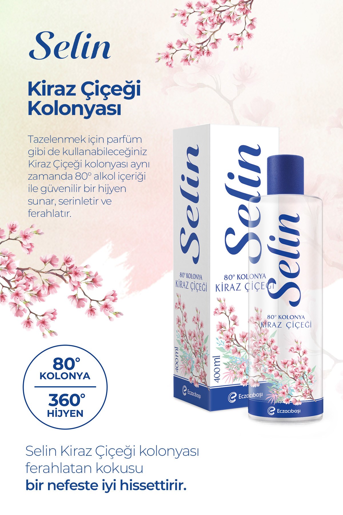 Selin Parfümlü Kolonya Kiraz Çiçeği 400 ml (2 adet)