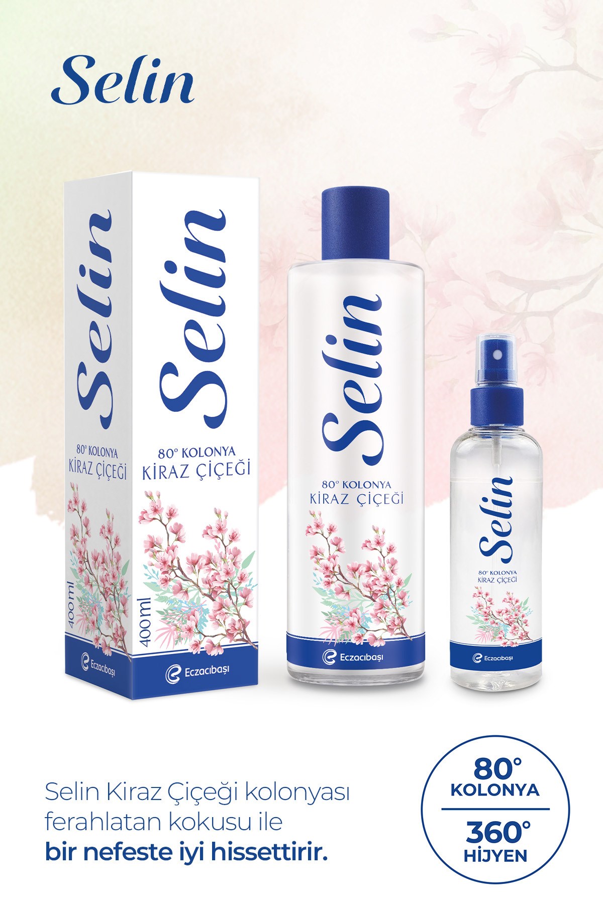 Selin Parfümlü Kolonya Kiraz Çiçeği 400 ml (2 adet)