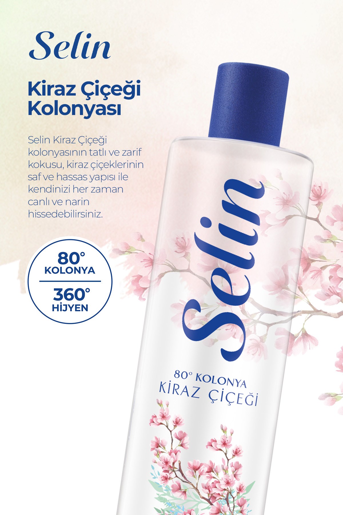 Selin Parfümlü Kolonya Kiraz Çiçeği 400 ml (2 adet)