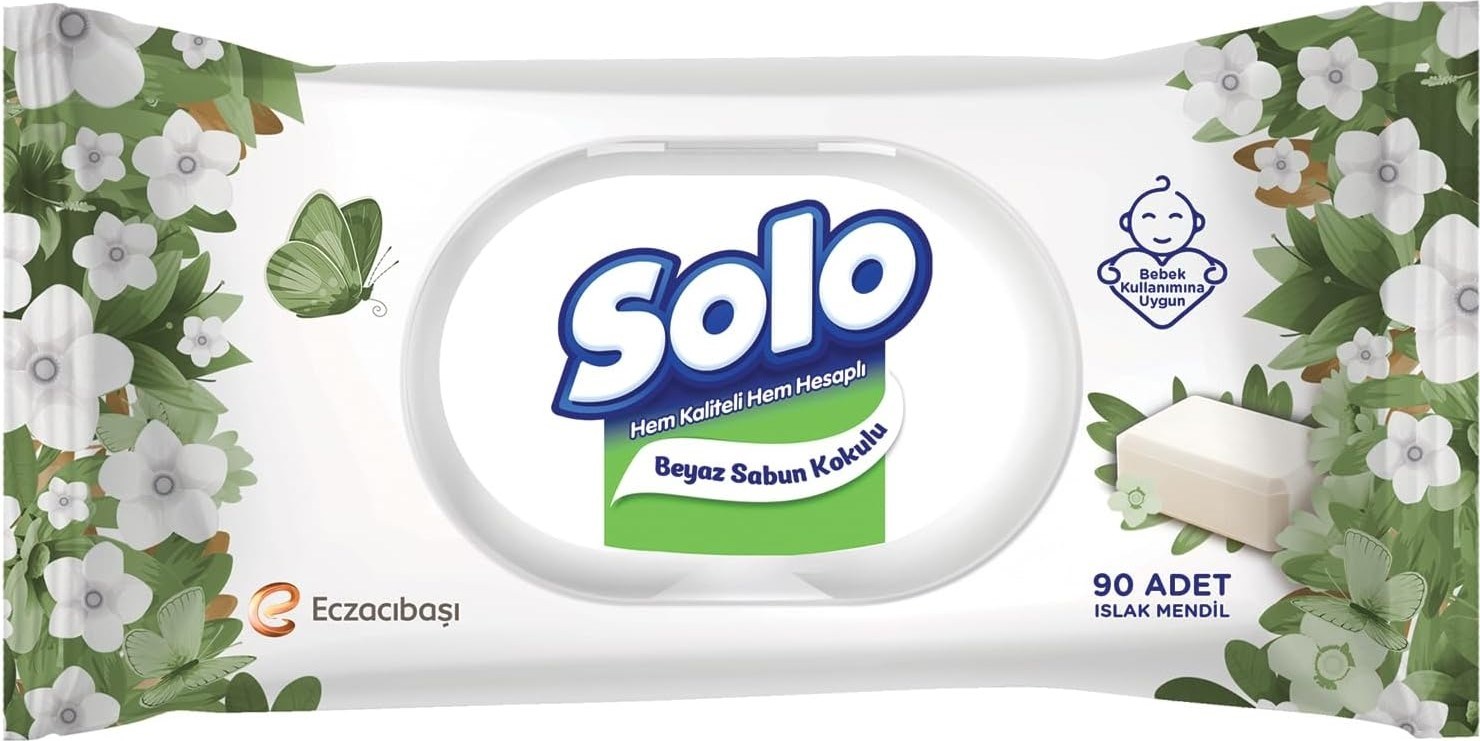 Solo Islak Havlu Beyaz Sabun Kokulu 90 Yaprak (10 adet)