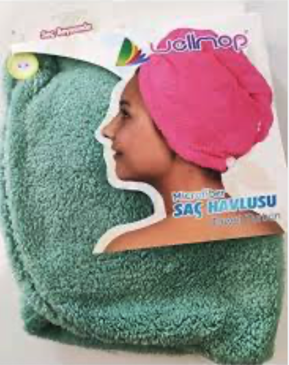 Wellmop Mikrofiber Düğmeli Saç Havlusu Yeşil