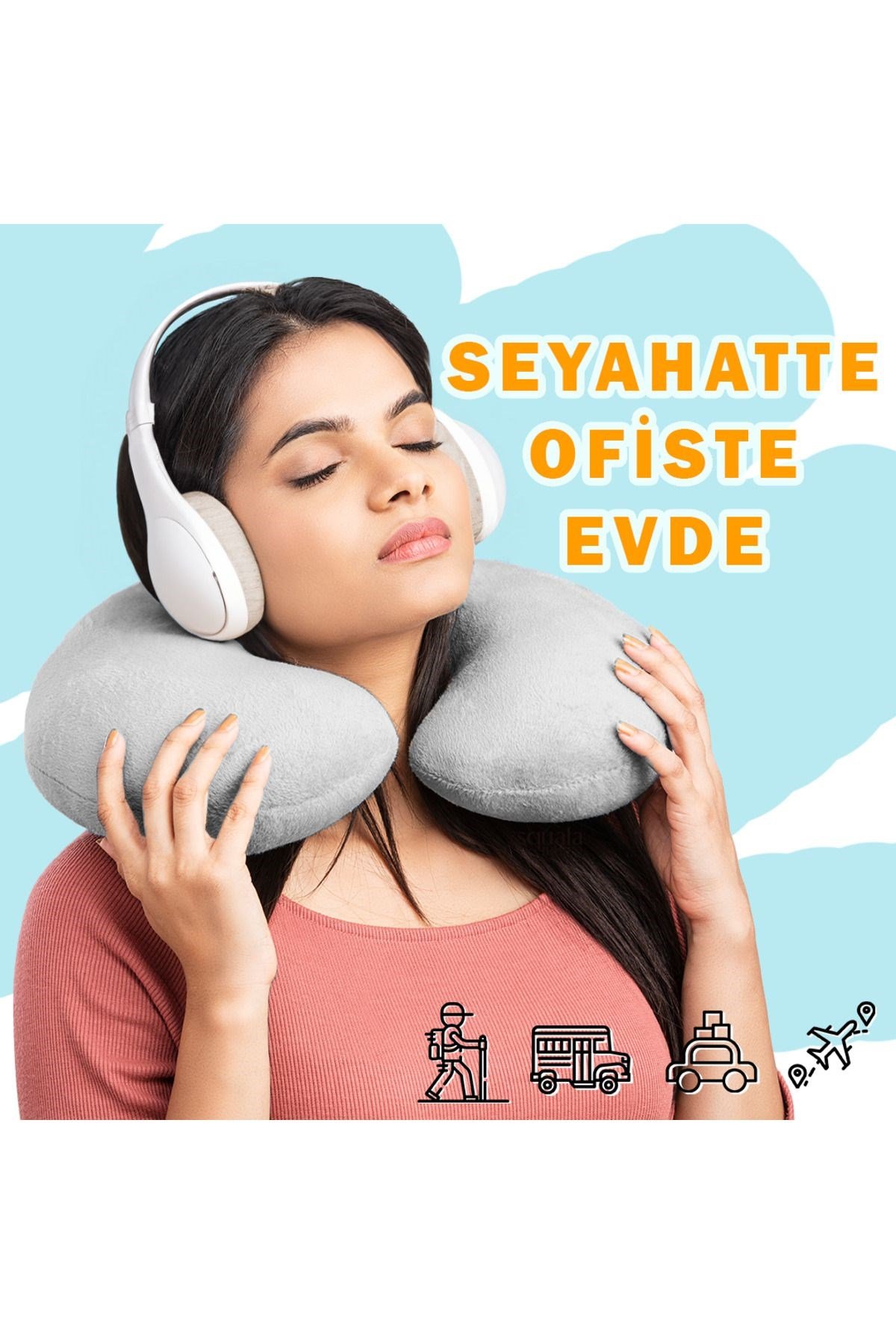 Wellmop Seyahat Boyun Yastığı - Gri