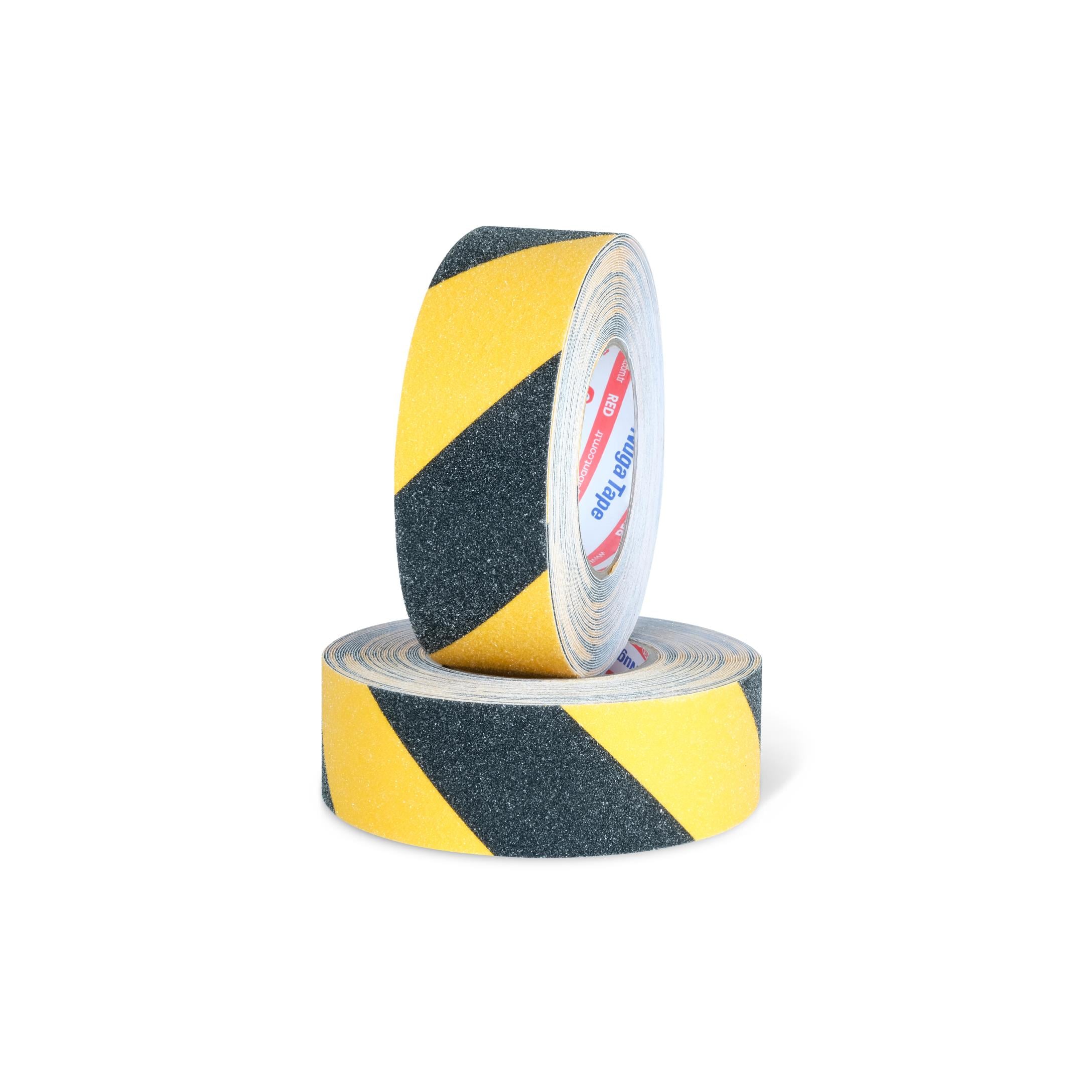 KAYDIRMAZ BANDI 50 MM X 15 MT SARI-SİYAH RENK 