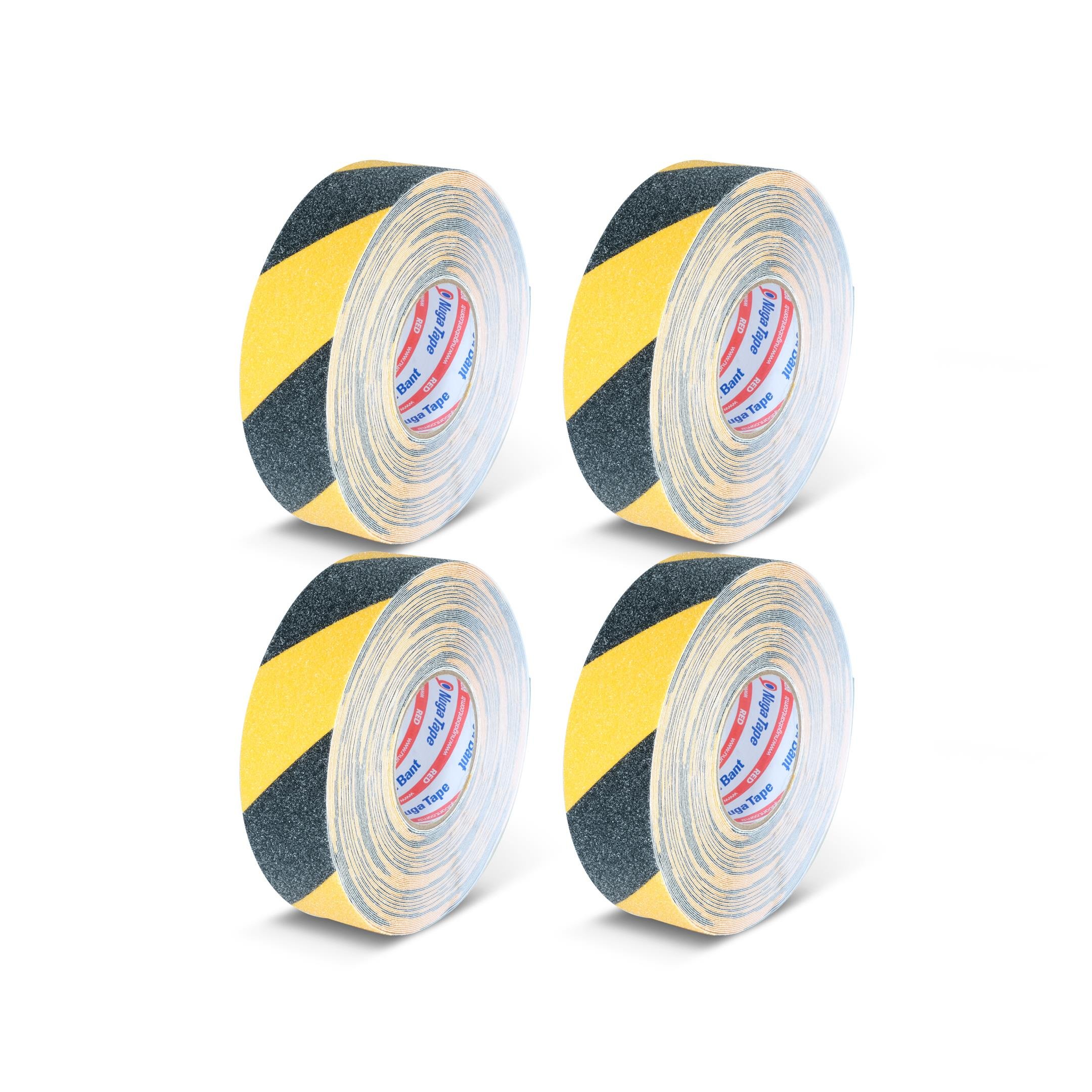 KAYDIRMAZ BANDI 50 MM X 25 MT SARI-SİYAH RENK 