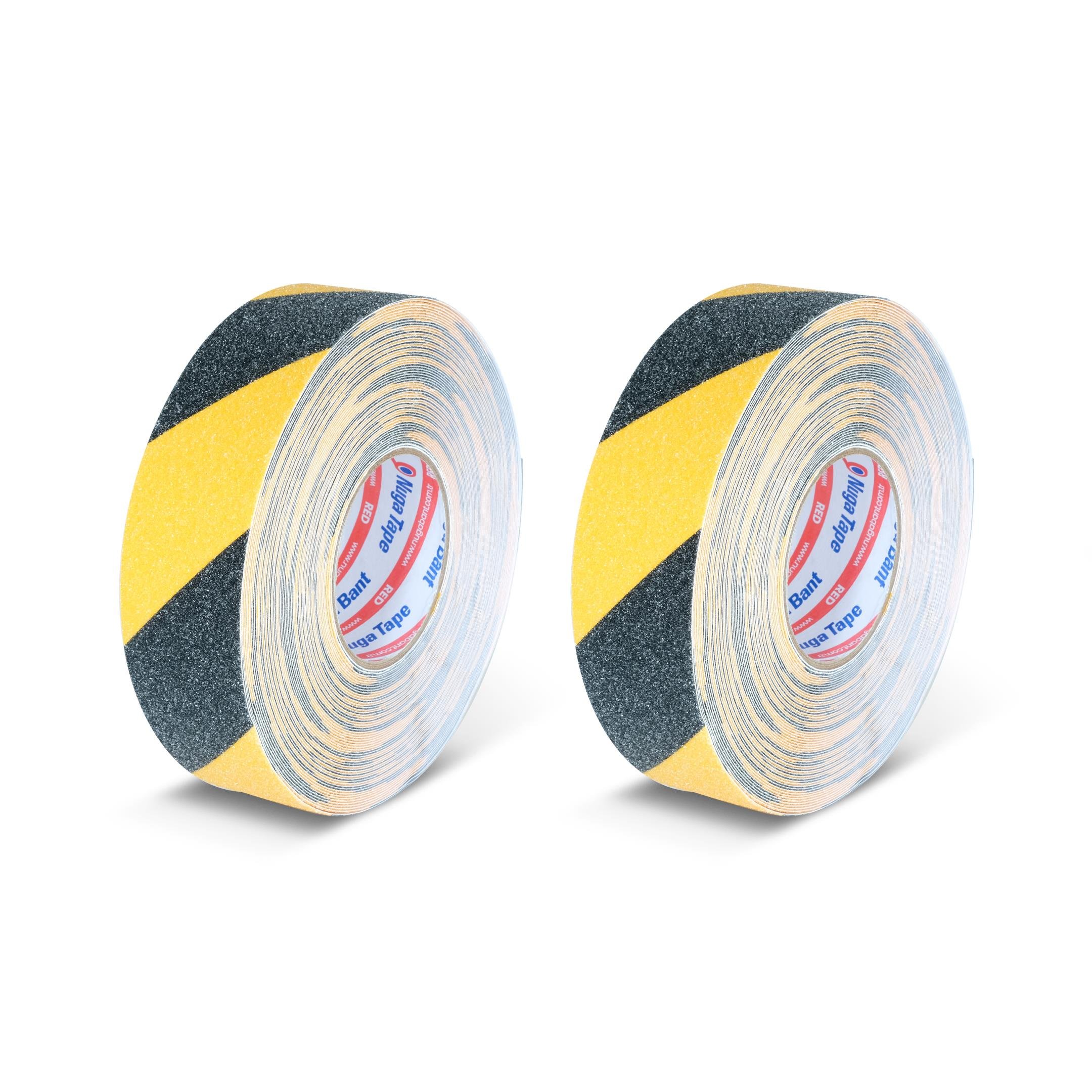 KAYDIRMAZ BANDI 50 MM X 25 MT SARI-SİYAH RENK 