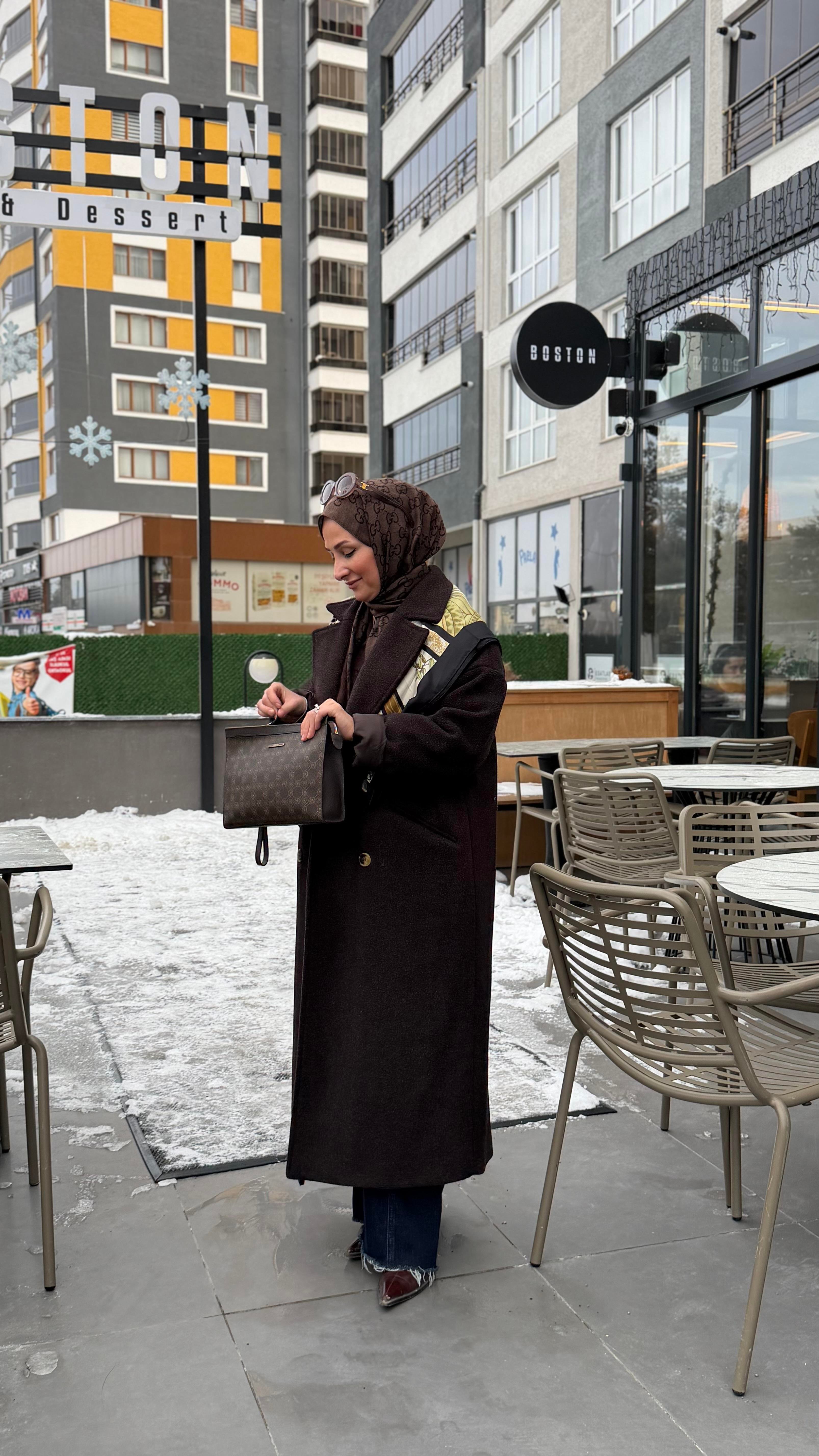 ARMİNE KAŞE KABAN KAHVE- 25KT747