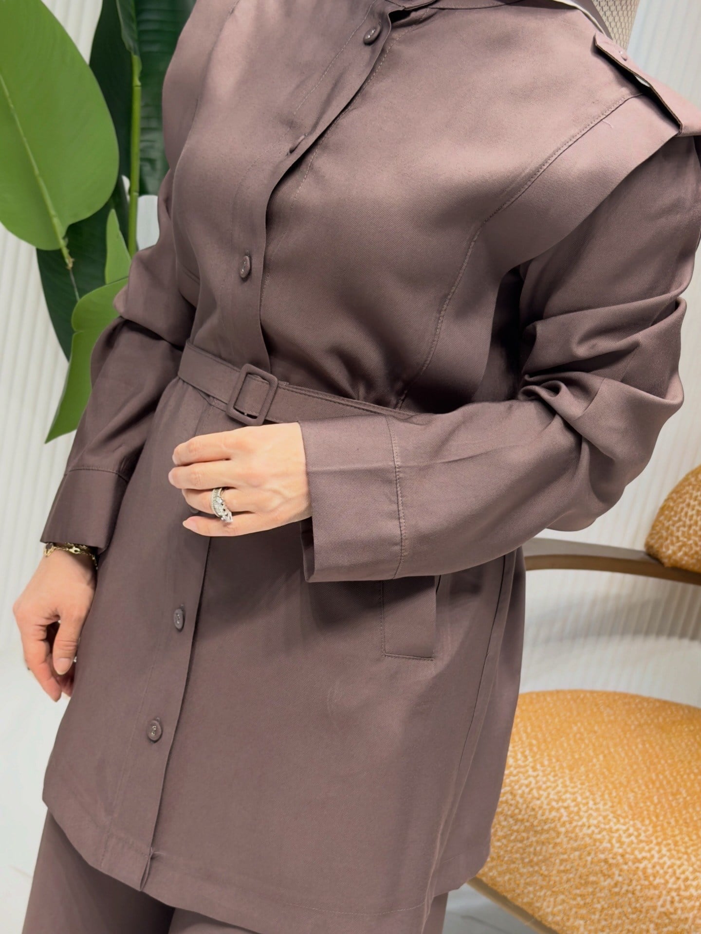 ARMİNE TREND 26YT636 KEMER DETAY PANTOLONLU TAKIM - KAHVERENGİ