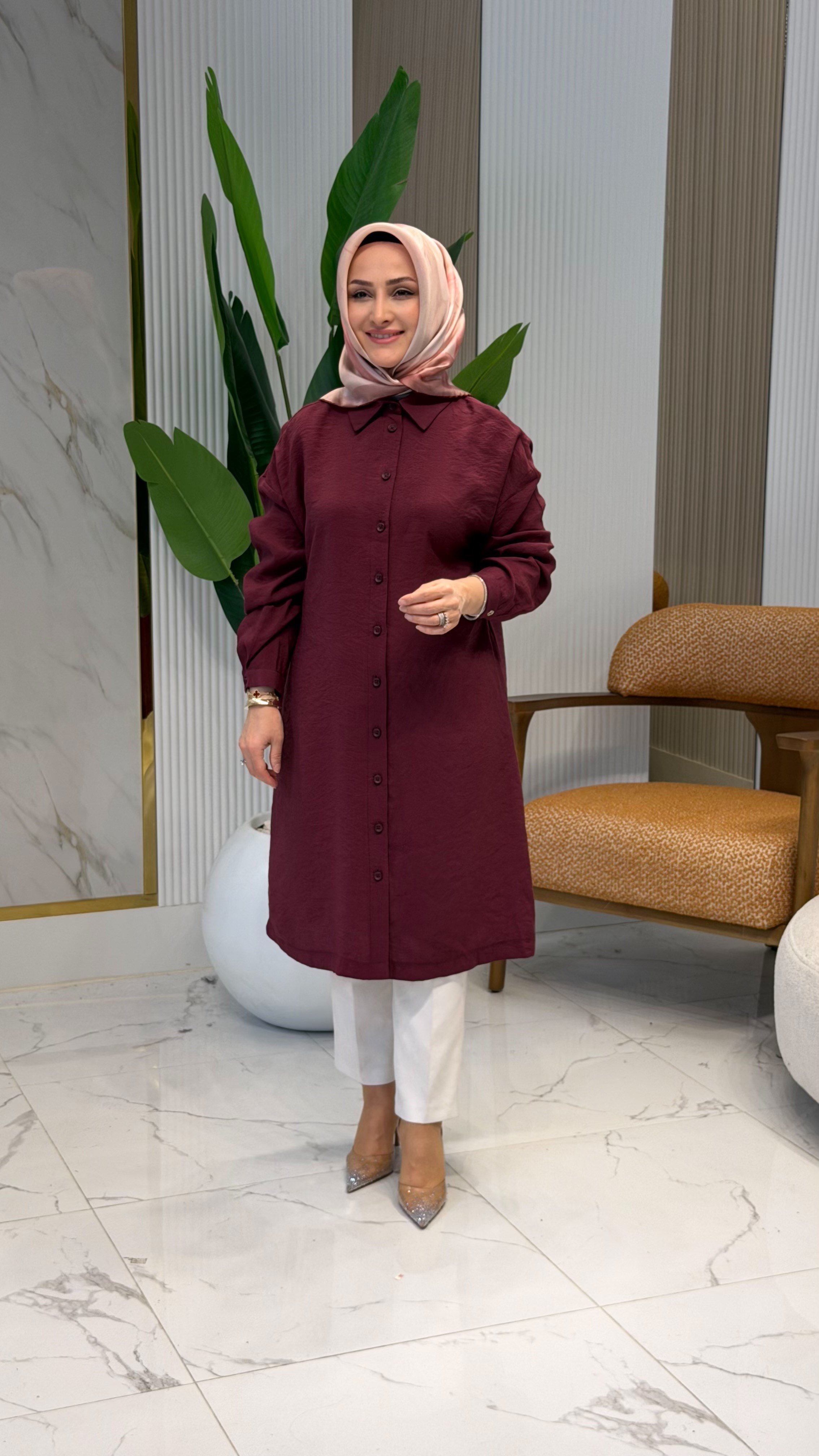 ARMİNE TREND ARKASI İP İŞLEMELİ TUNİK BORDO- 26YT418