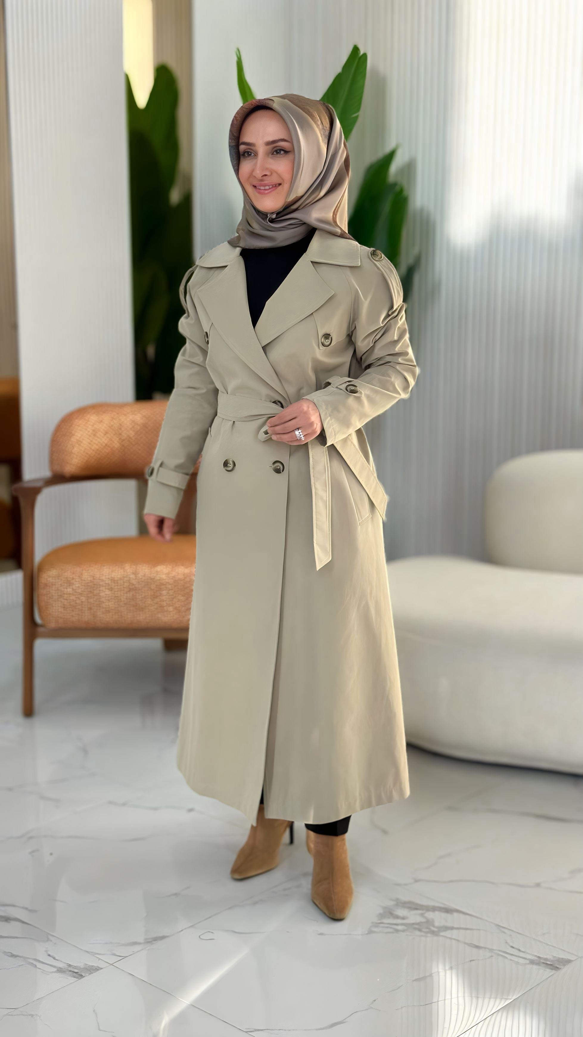 ARMİNE TREND ÇİFT DÜĞME DETAYLI TRENÇ - 25KT720