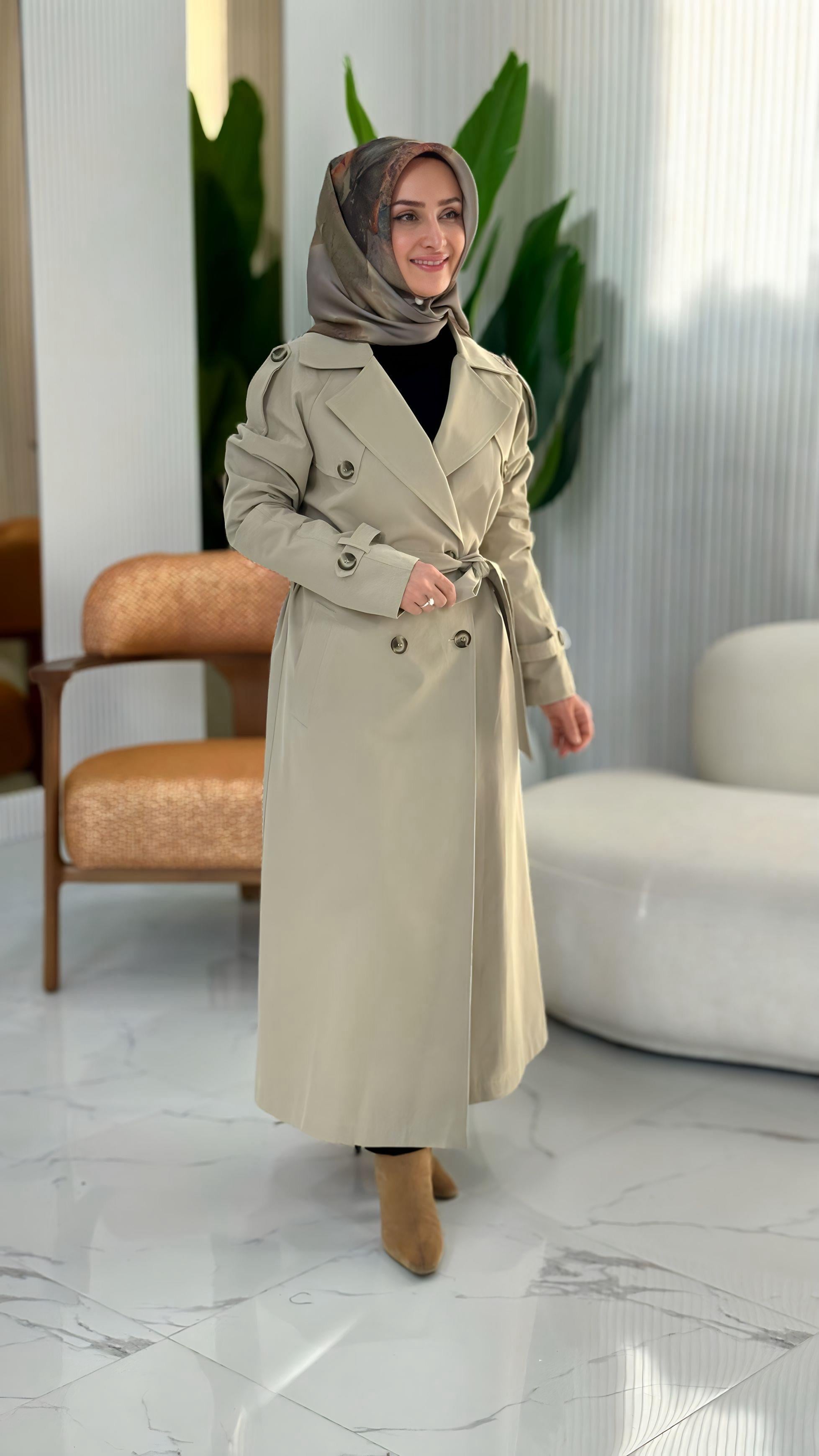 ARMİNE TREND ÇİFT DÜĞME DETAYLI TRENÇ - 25KT720