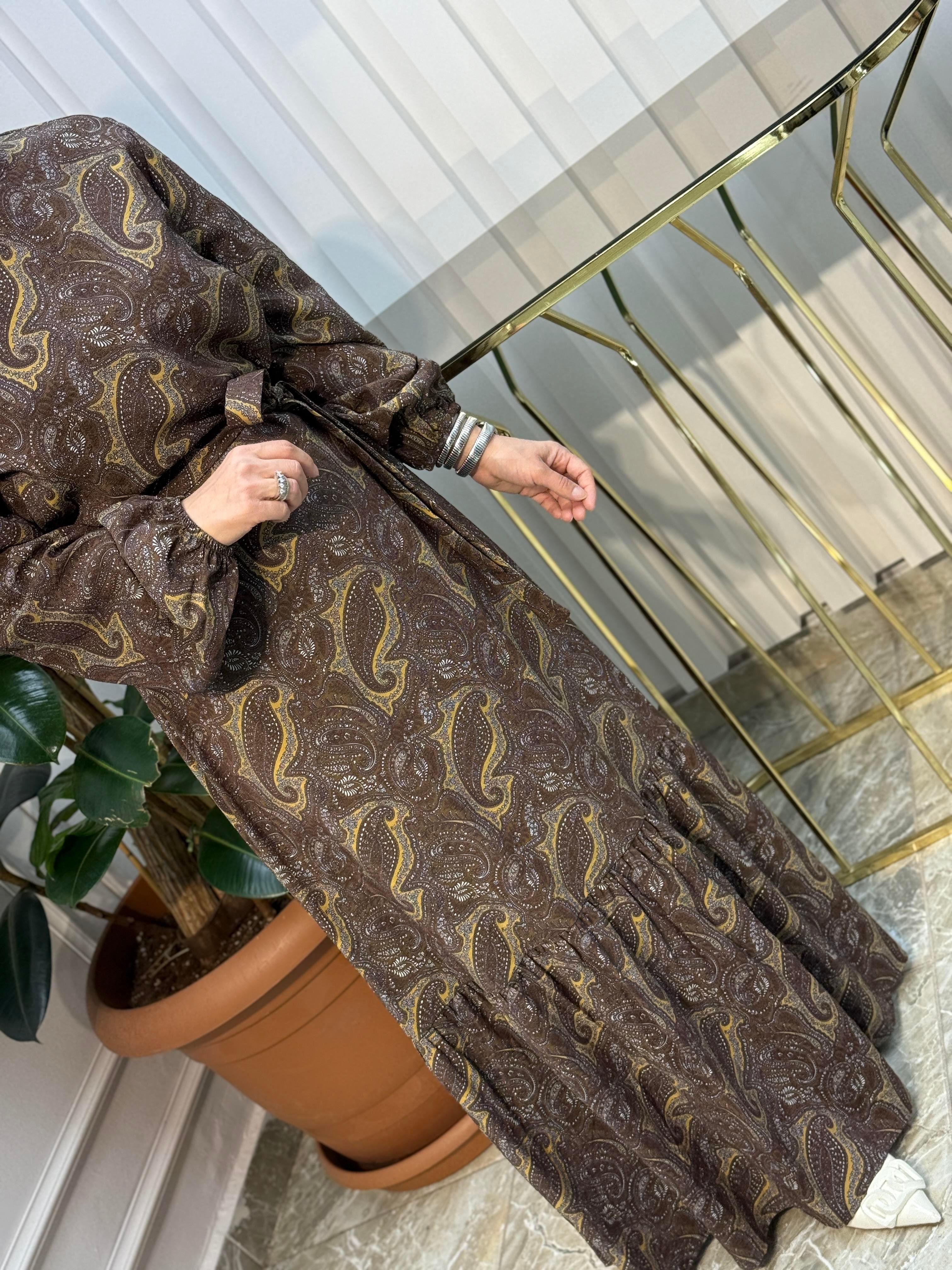 ARMİNE TREND ETNİK DESENLİ ELBİSE - 25YT935