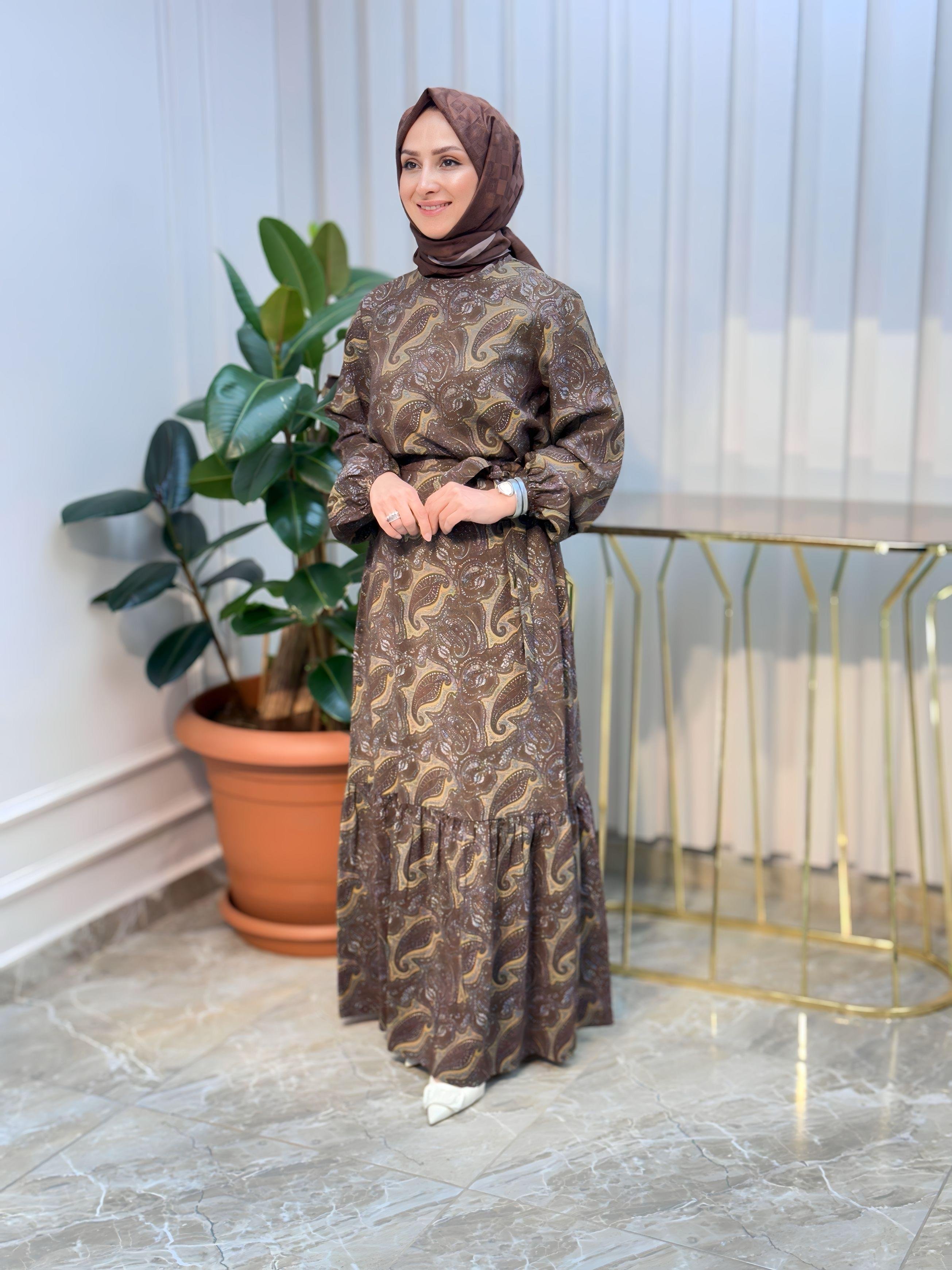 ARMİNE TREND ETNİK DESENLİ ELBİSE - 25YT935