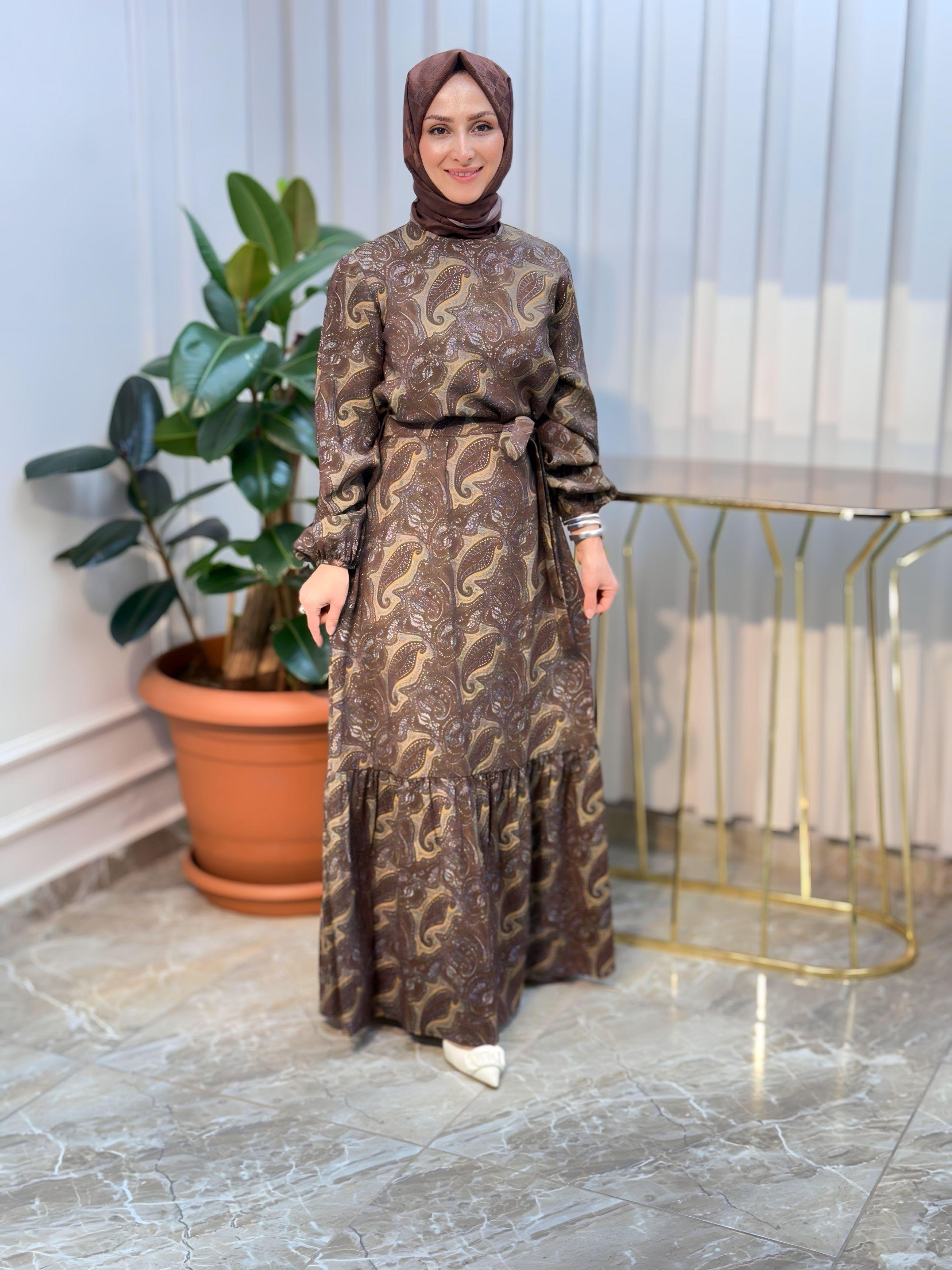 ARMİNE TREND ETNİK DESENLİ ELBİSE - 25YT935