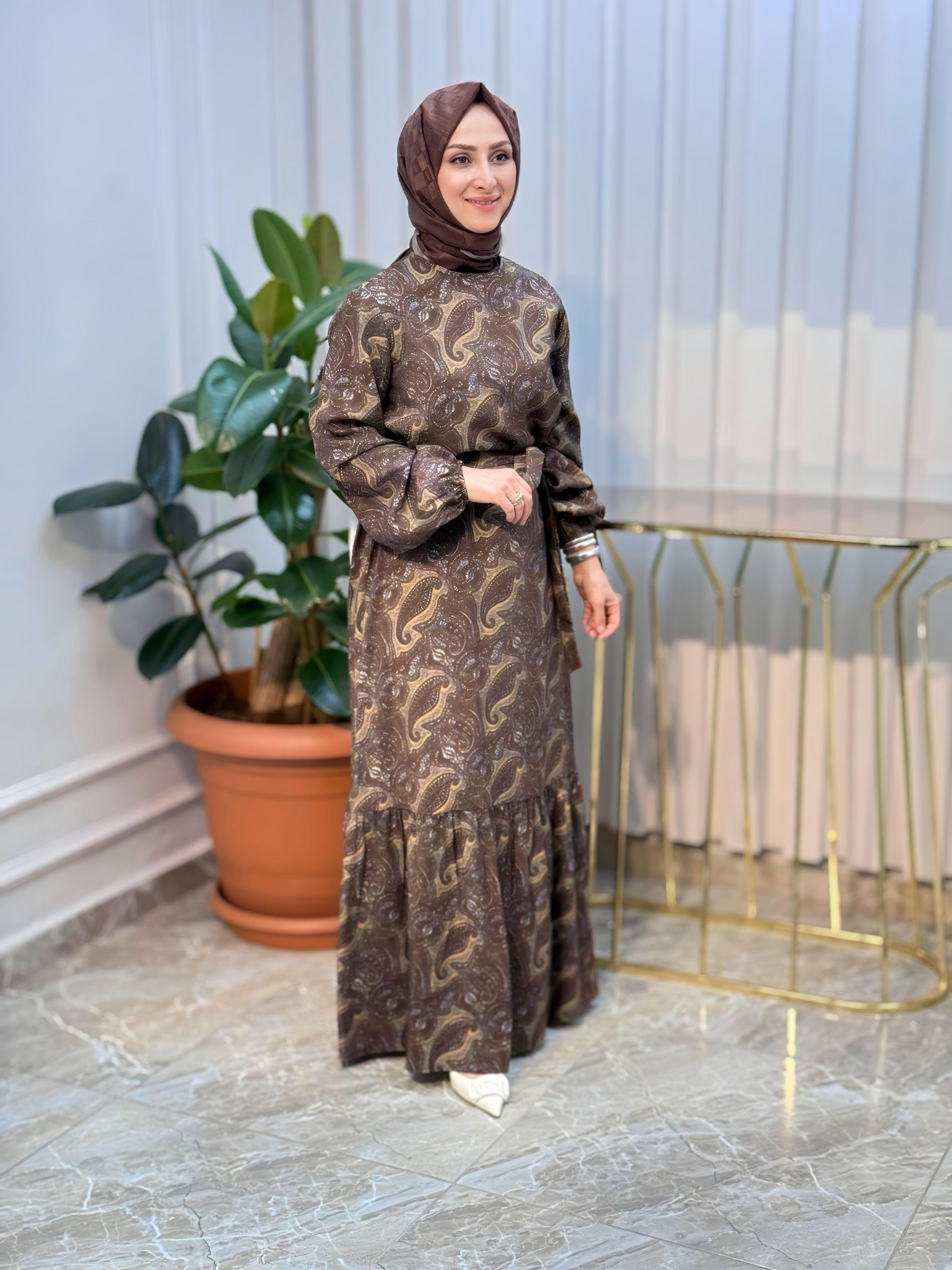 ARMİNE TREND ETNİK DESENLİ ELBİSE - 25YT935