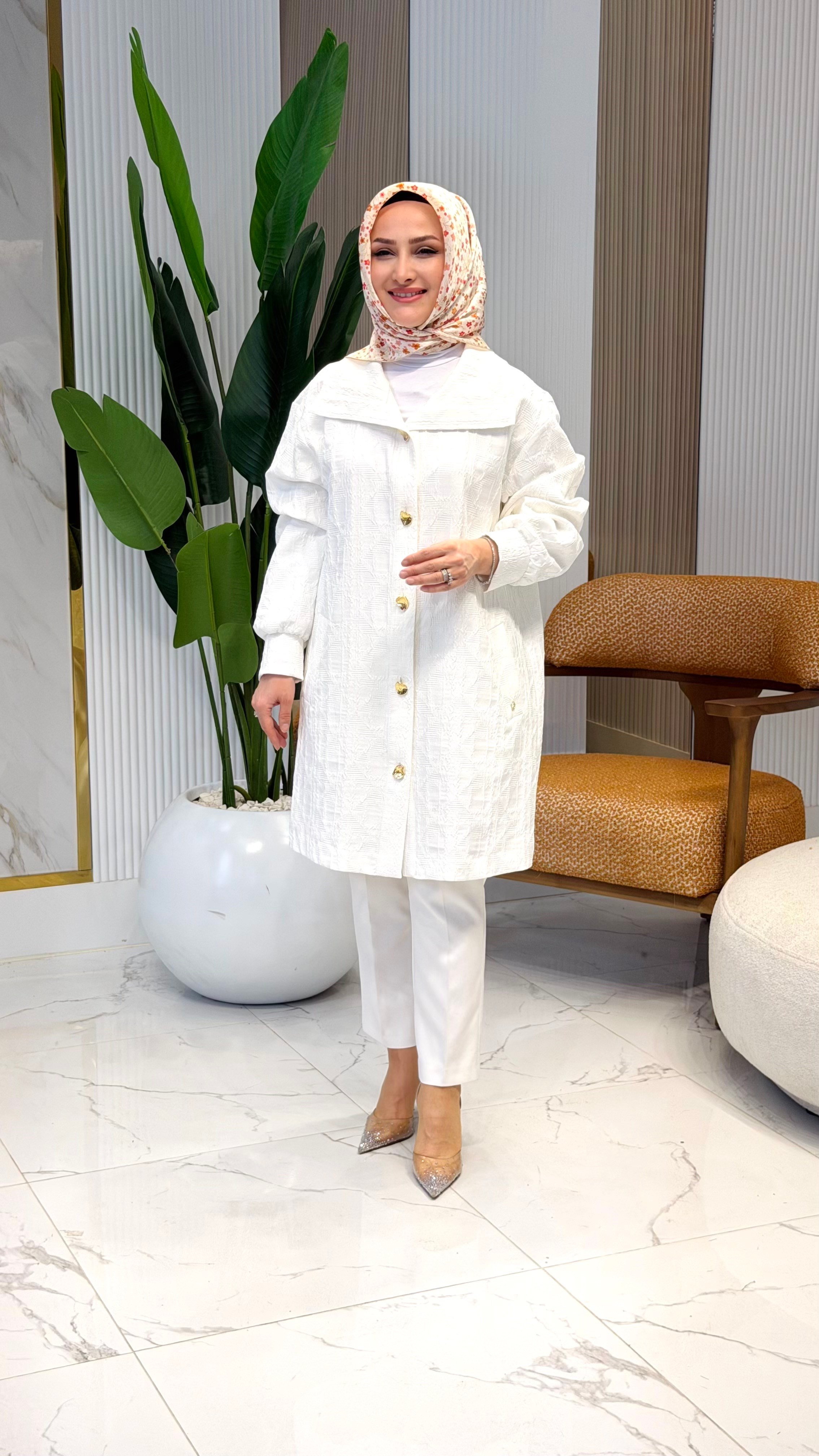 ARMİNE TREND KABARTMA DETAYLI CEKET EKRU-26YT508