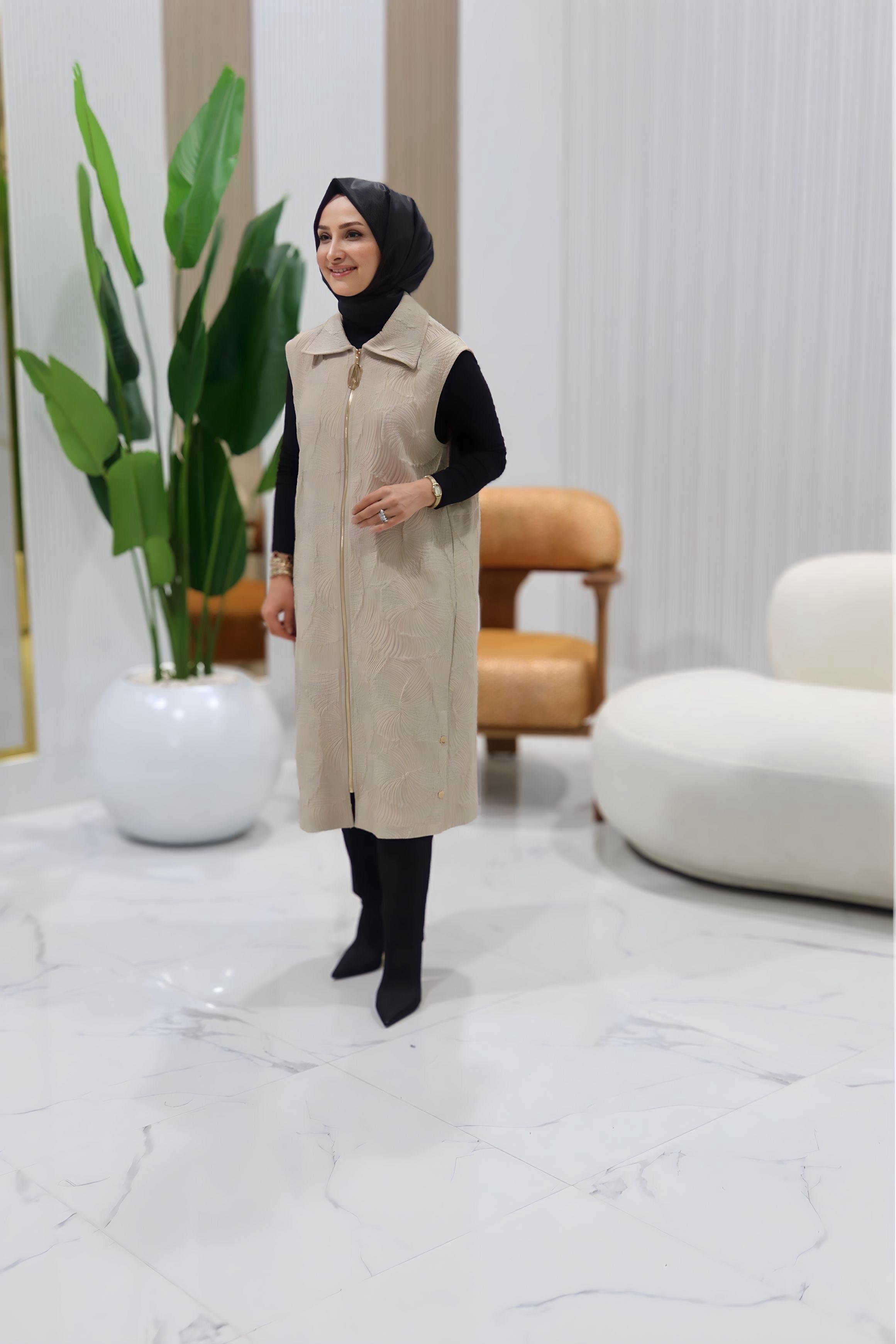 ARMİNE TREND KENDİNDEN KABARTMALI YELEK- 25KT526