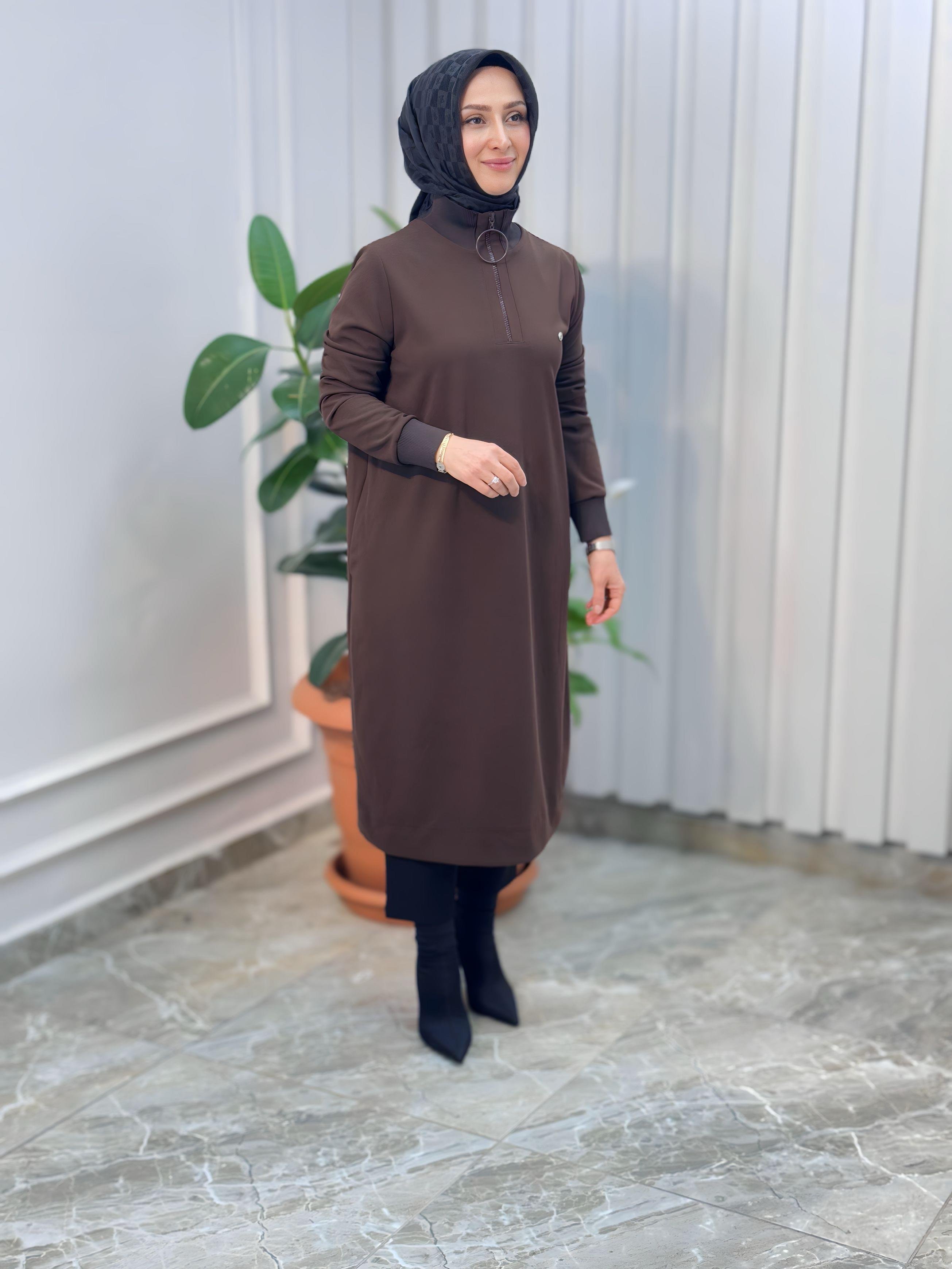ARMİNE TREND KOLLARI RİBANALI YARIM FERMUARLI TUNİK-24KT436