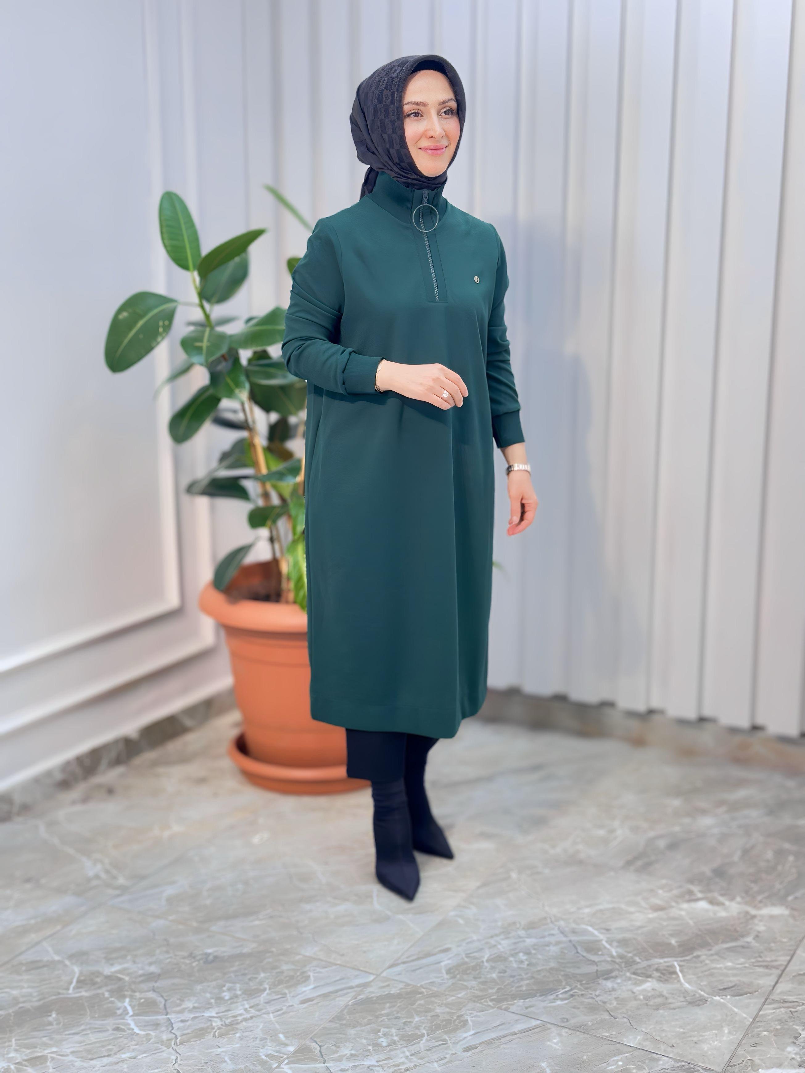 ARMİNE TREND KOLLARI RİBANALI YARIM FERMUARLI TUNİK-24KT436