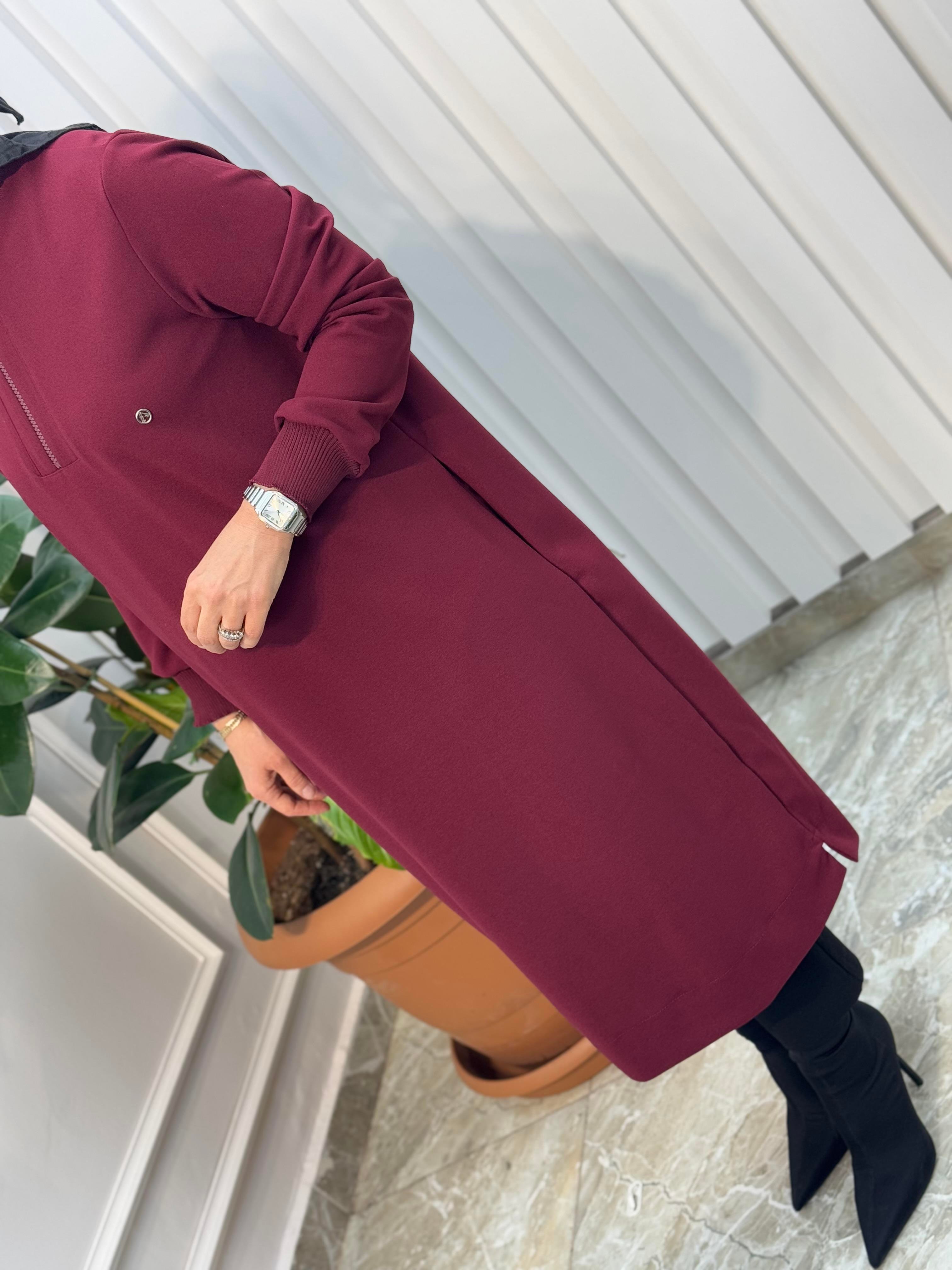 ARMİNE TREND KOLLARI RİBANALI YARIM FERMUARLI TUNİK-24KT436