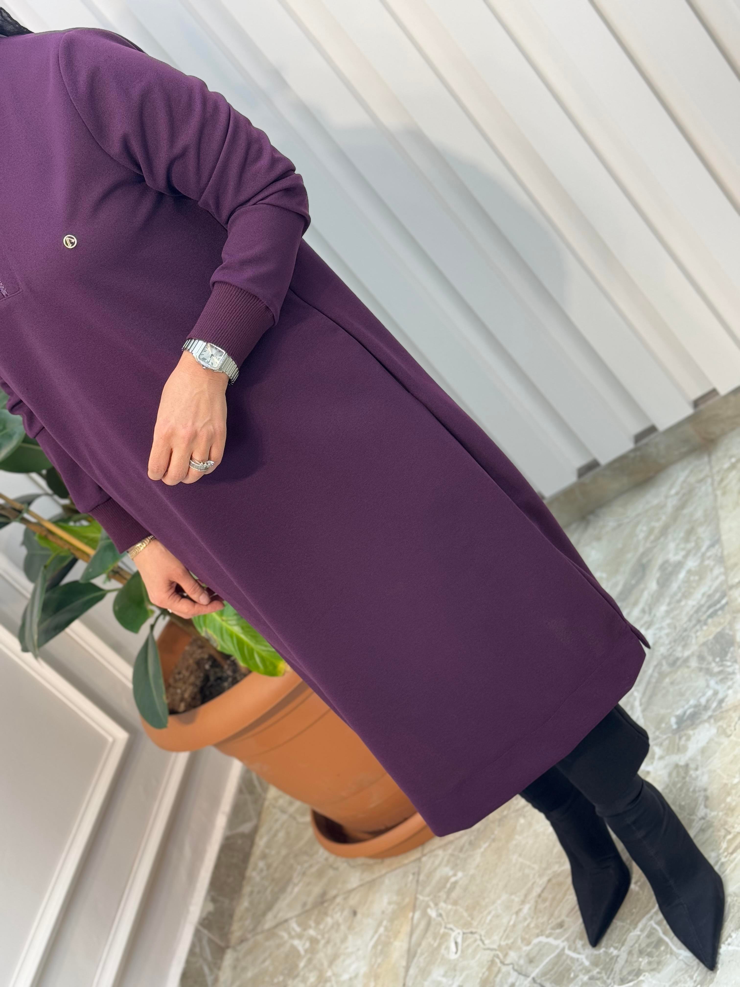ARMİNE TREND KOLLARI RİBANALI YARIM FERMUARLI TUNİK-24KT436