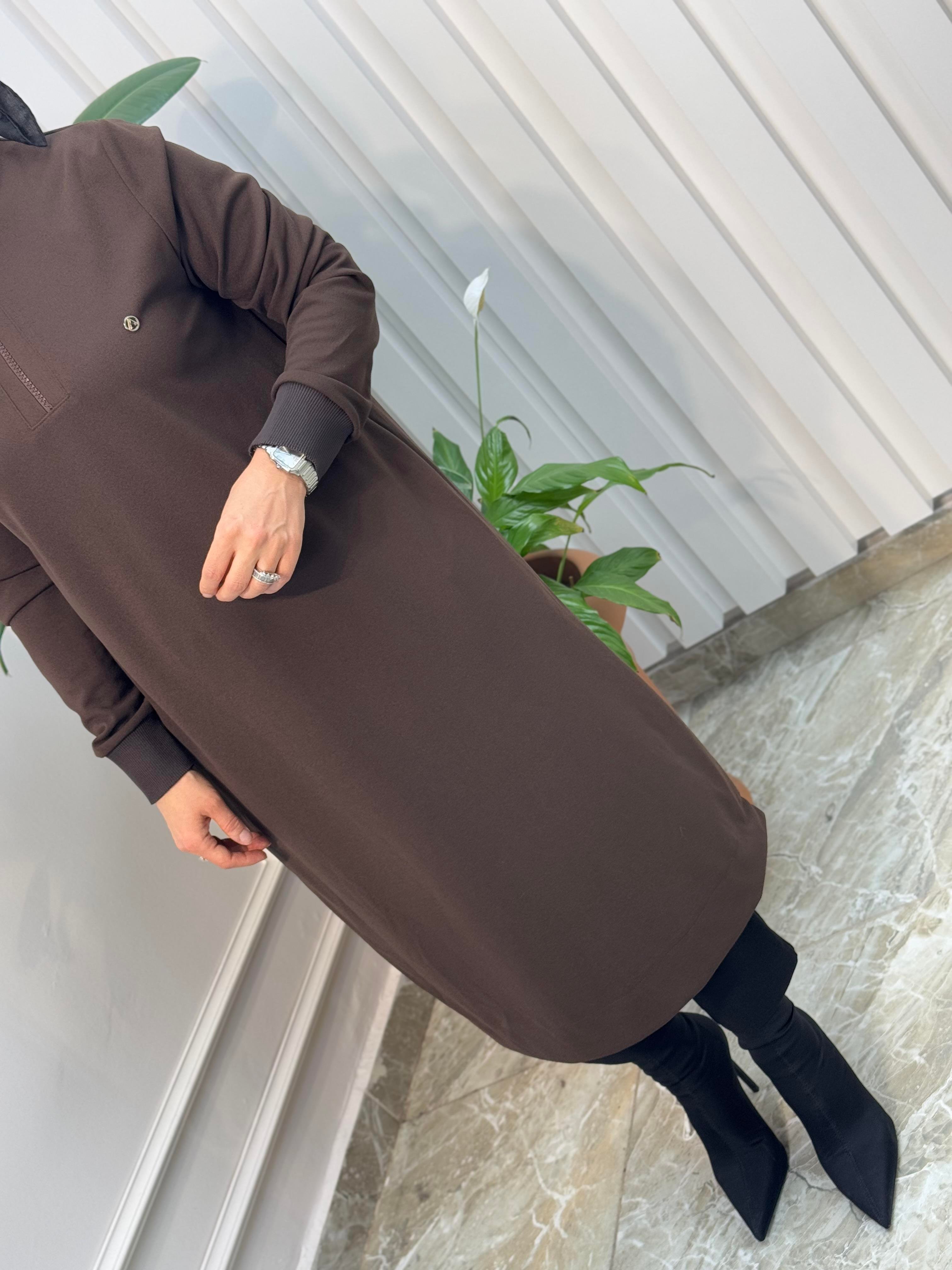 ARMİNE TREND KOLLARI RİBANALI YARIM FERMUARLI TUNİK-24KT436