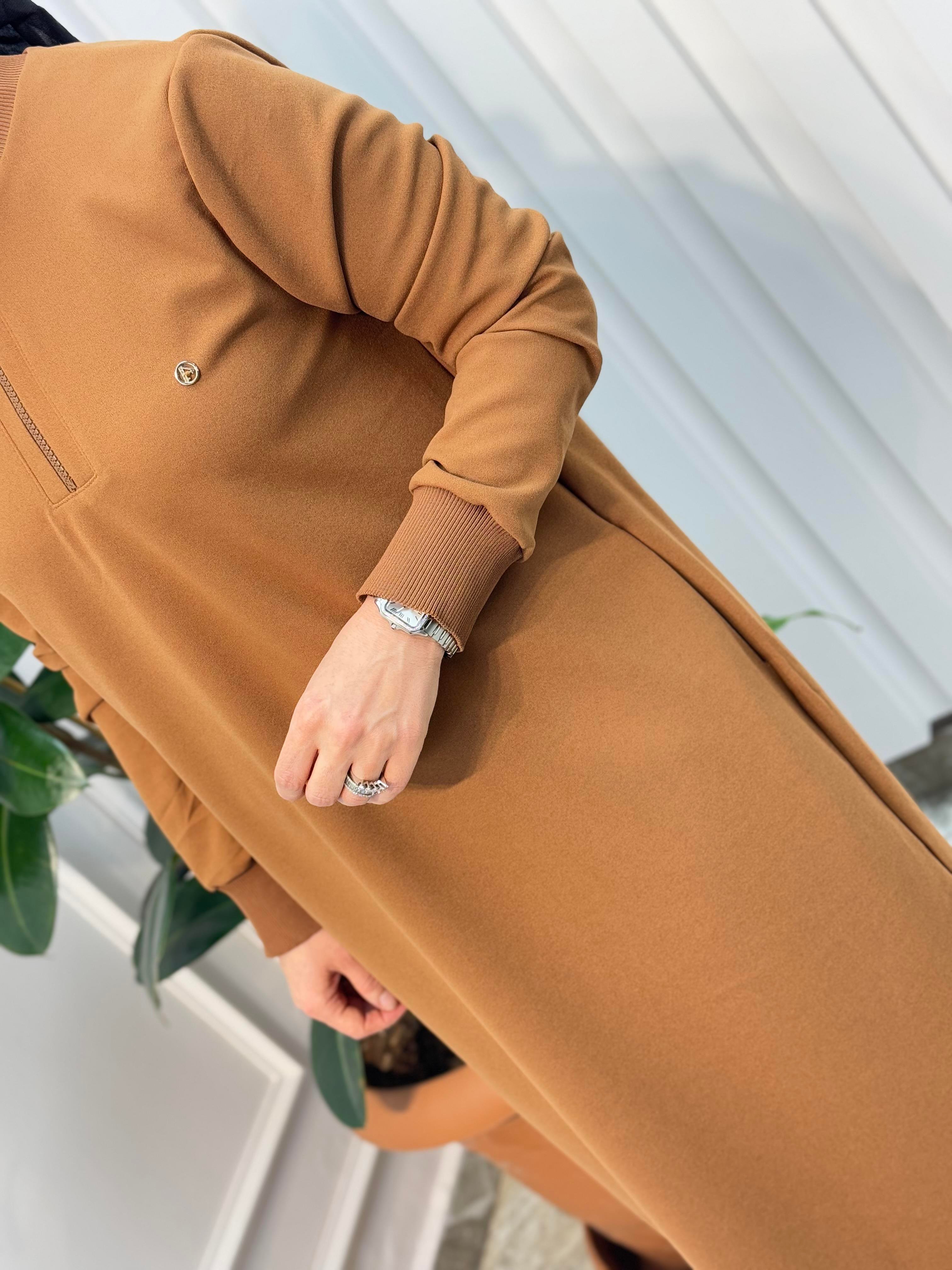 ARMİNE TREND KOLLARI RİBANALI YARIM FERMUARLI TUNİK-24KT436