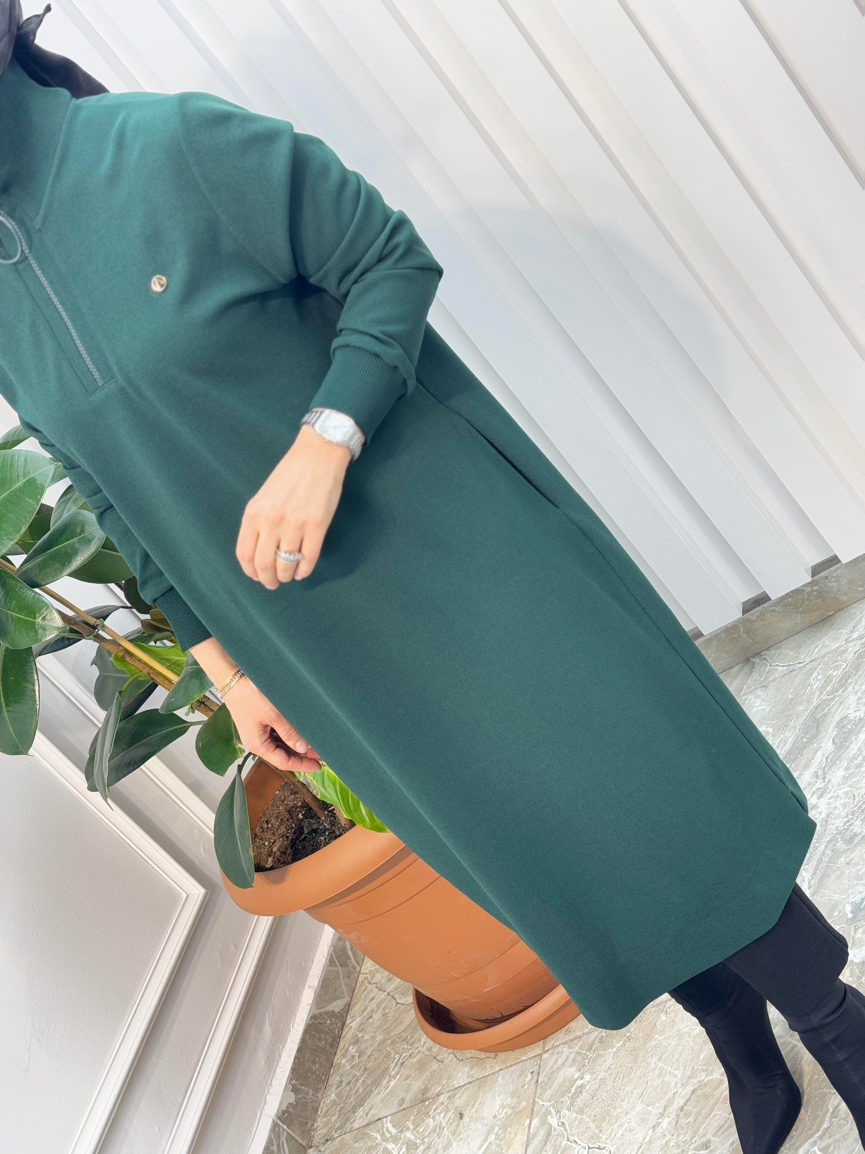 ARMİNE TREND KOLLARI RİBANALI YARIM FERMUARLI TUNİK-24KT436