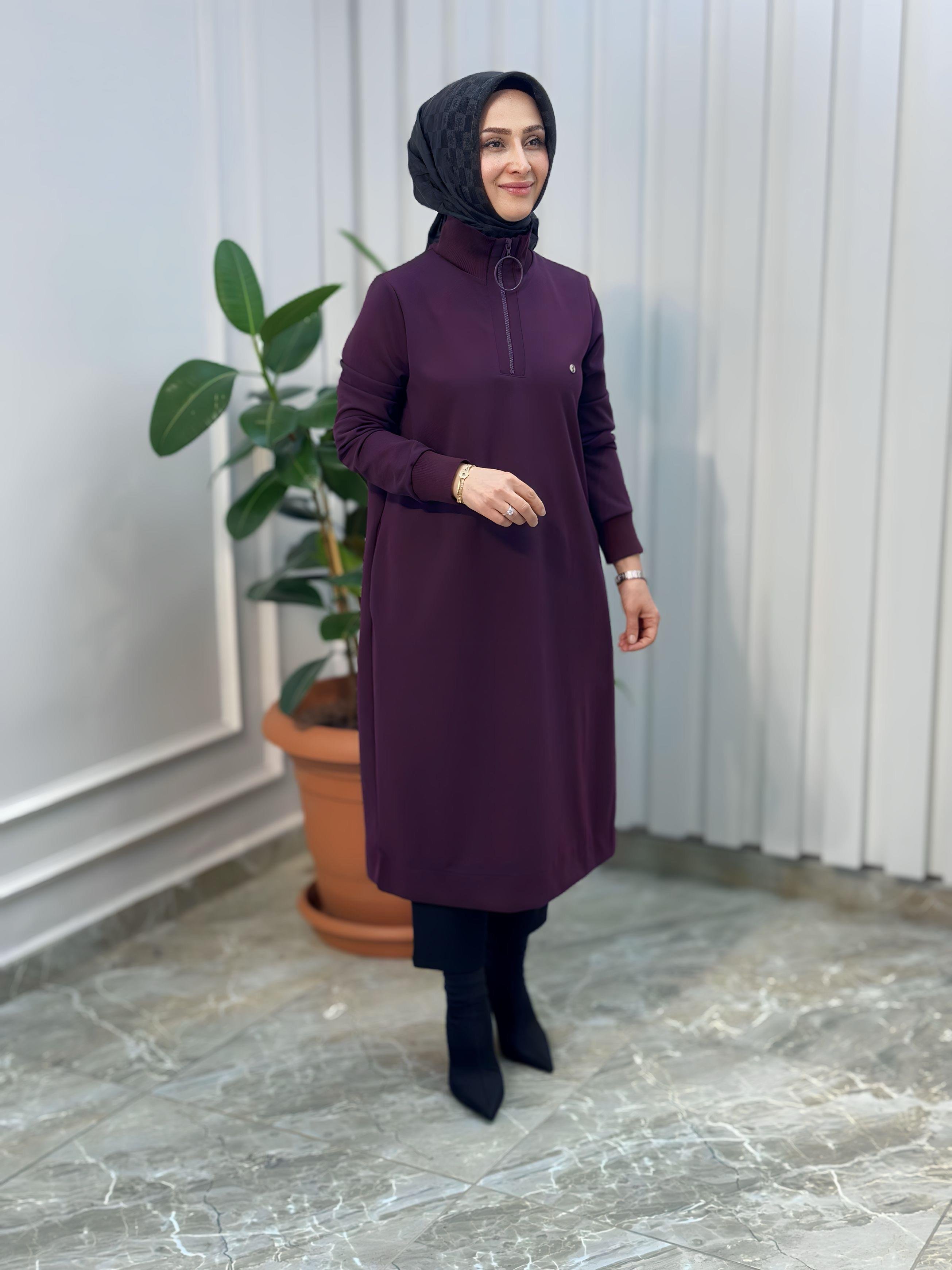 ARMİNE TREND KOLLARI RİBANALI YARIM FERMUARLI TUNİK-24KT436
