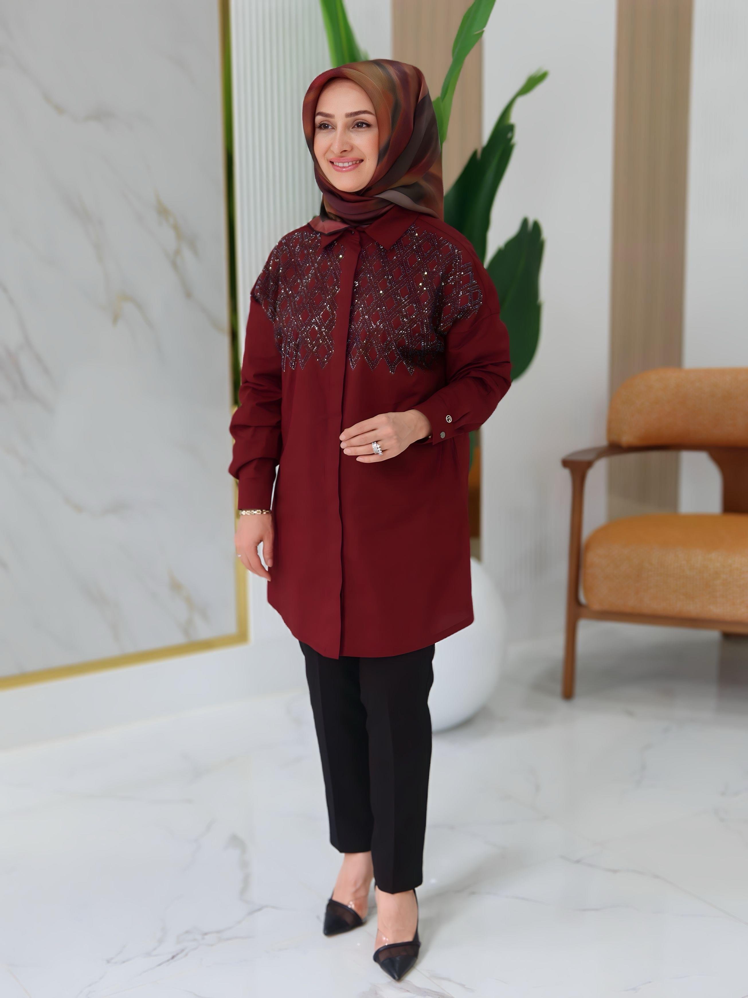 ARMİNE TREND ÖN  TAŞ DETAYLI TUNİK 25KT419