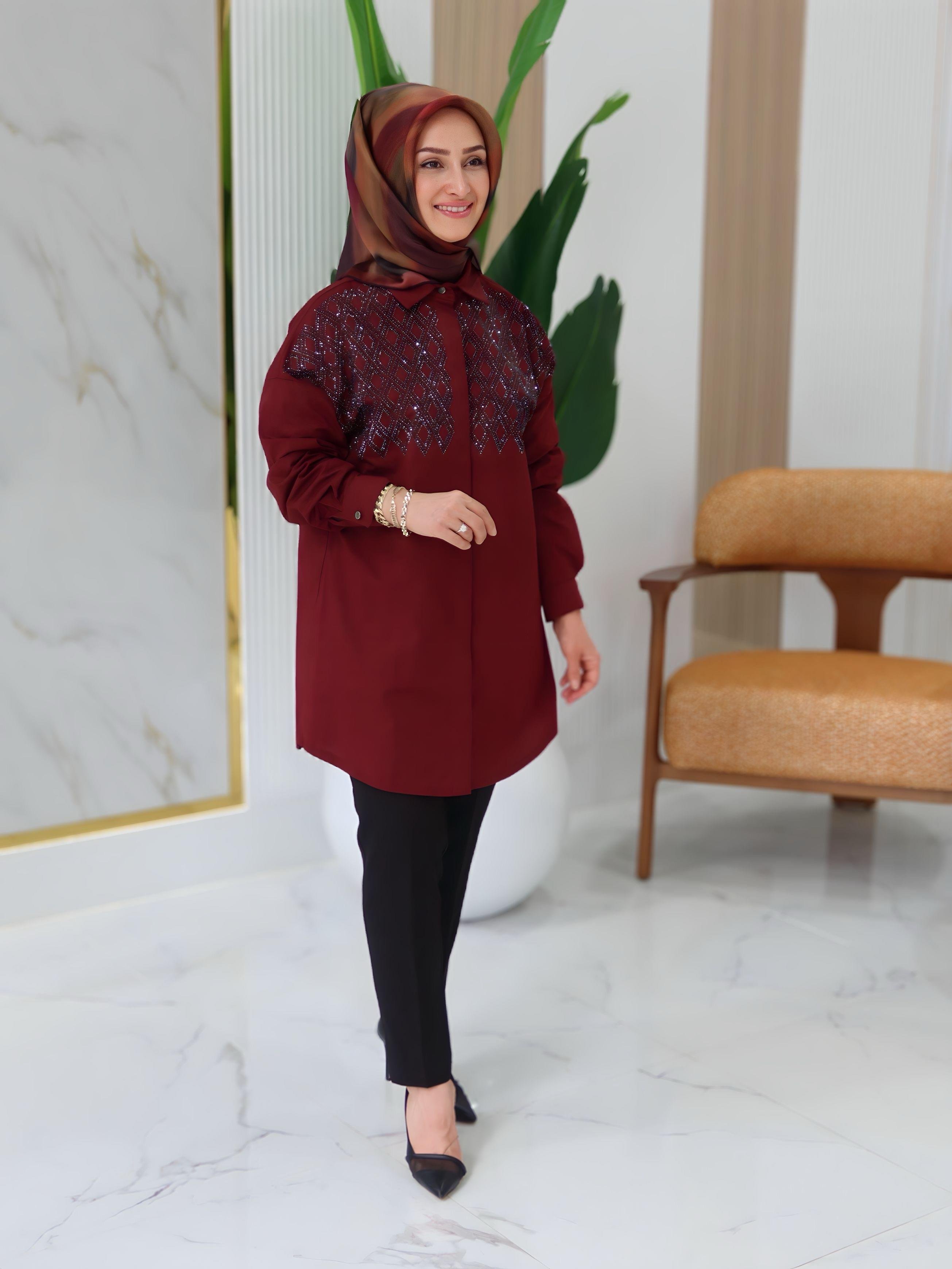 ARMİNE TREND ÖN  TAŞ DETAYLI TUNİK 25KT419