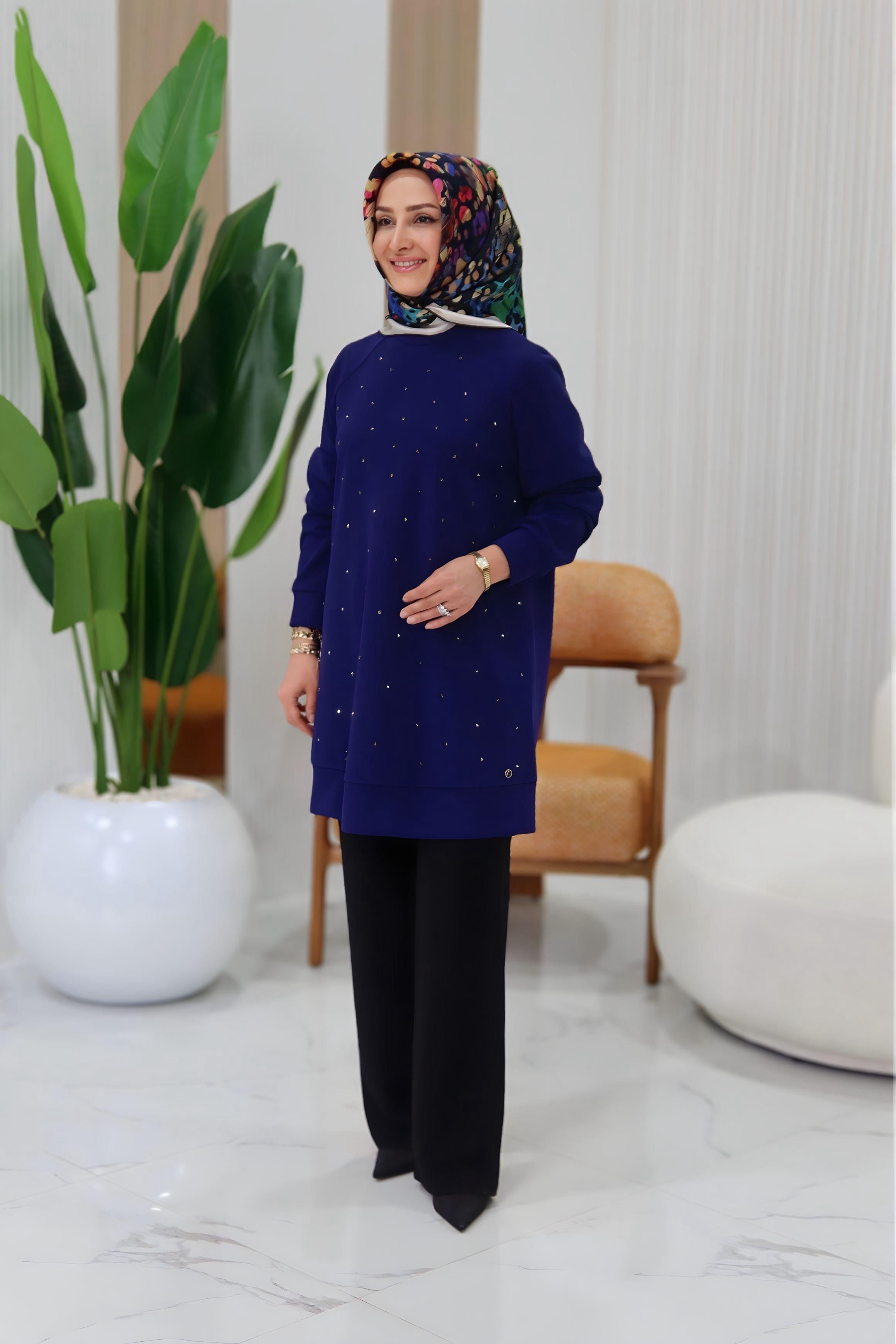 ARMİNE TREND ÖN TAŞ İŞLEMELİ TUNİK - 25KT449
