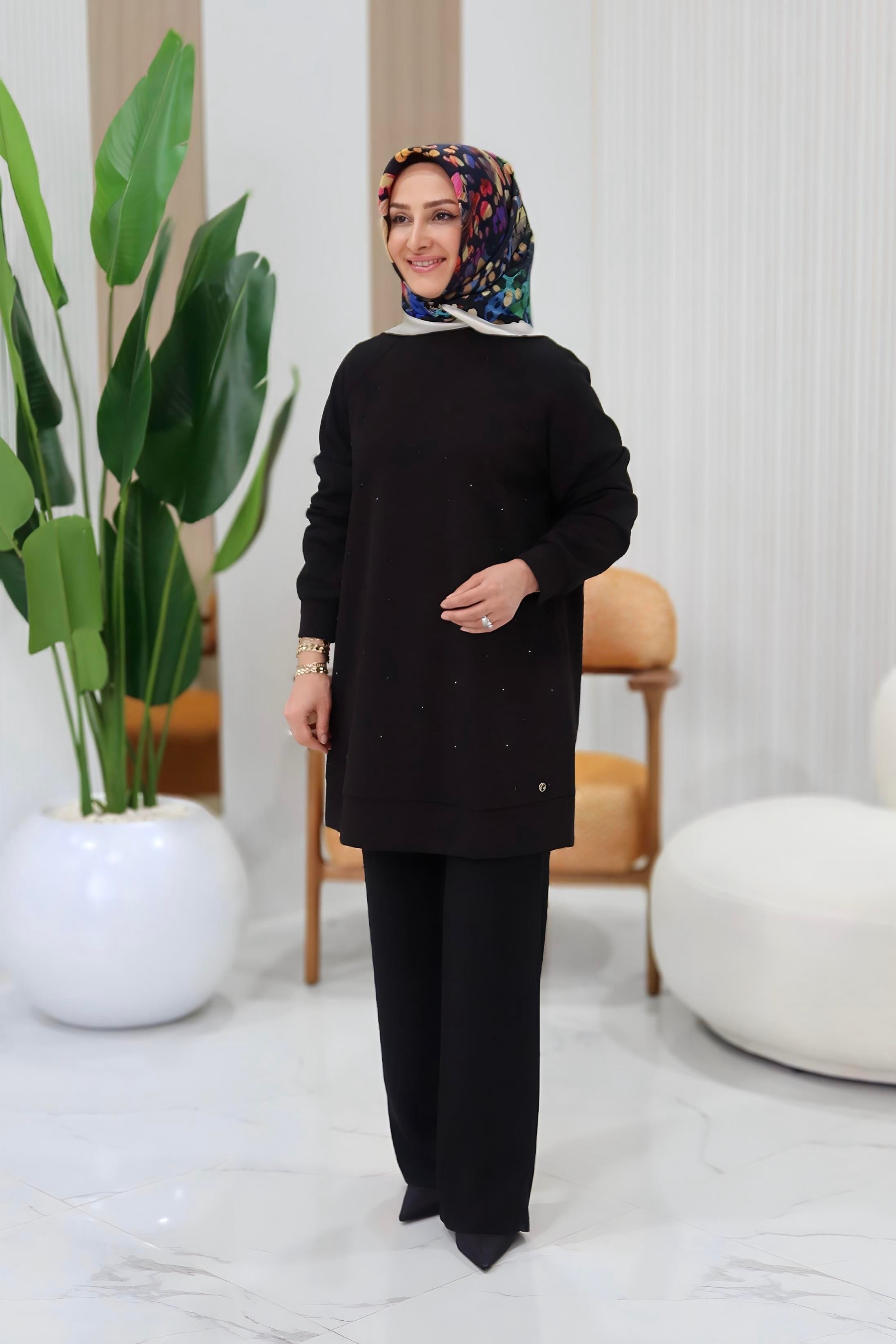 ARMİNE TREND ÖN TAŞ İŞLEMELİ TUNİK - 25KT449
