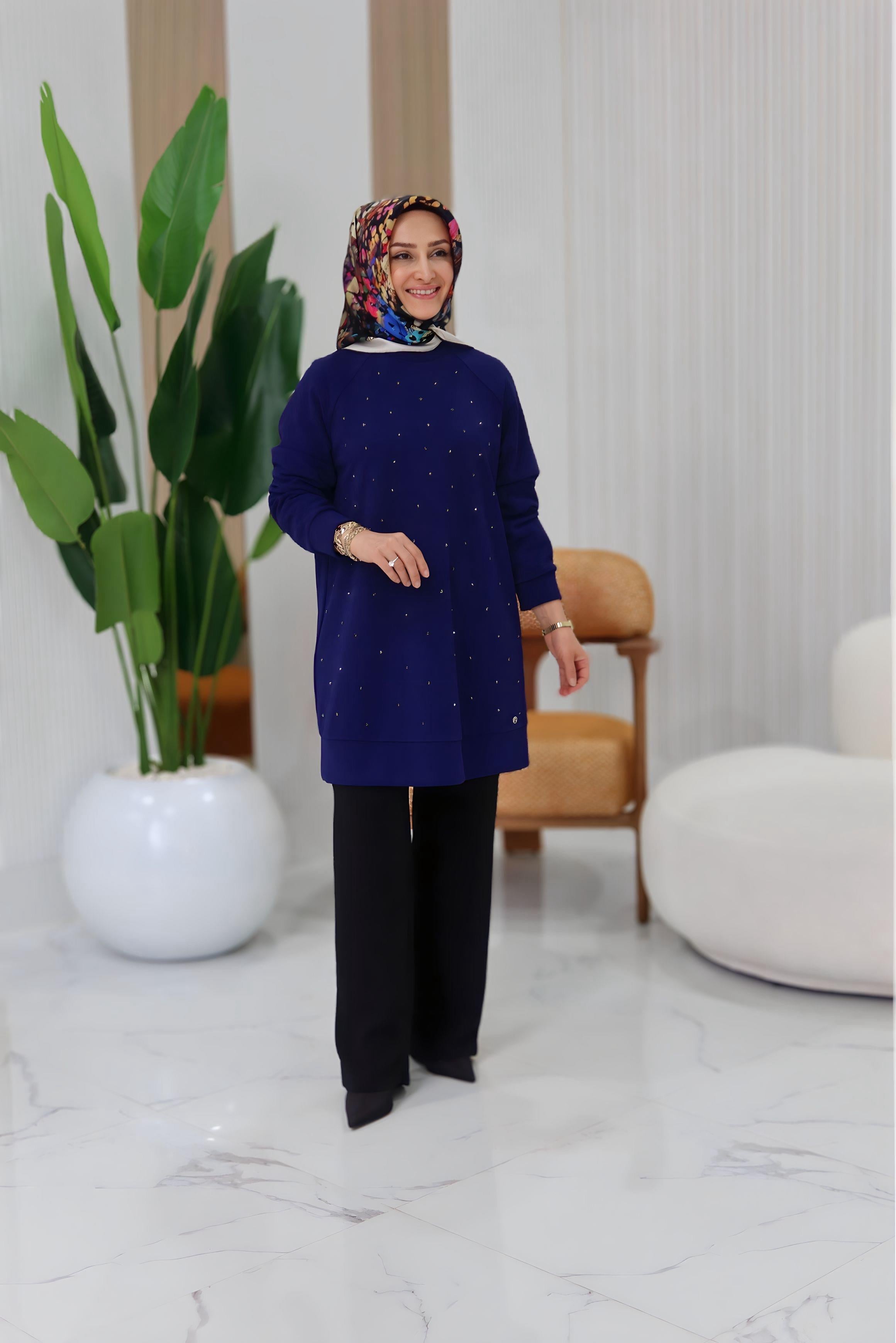 ARMİNE TREND ÖN TAŞ İŞLEMELİ TUNİK - 25KT449