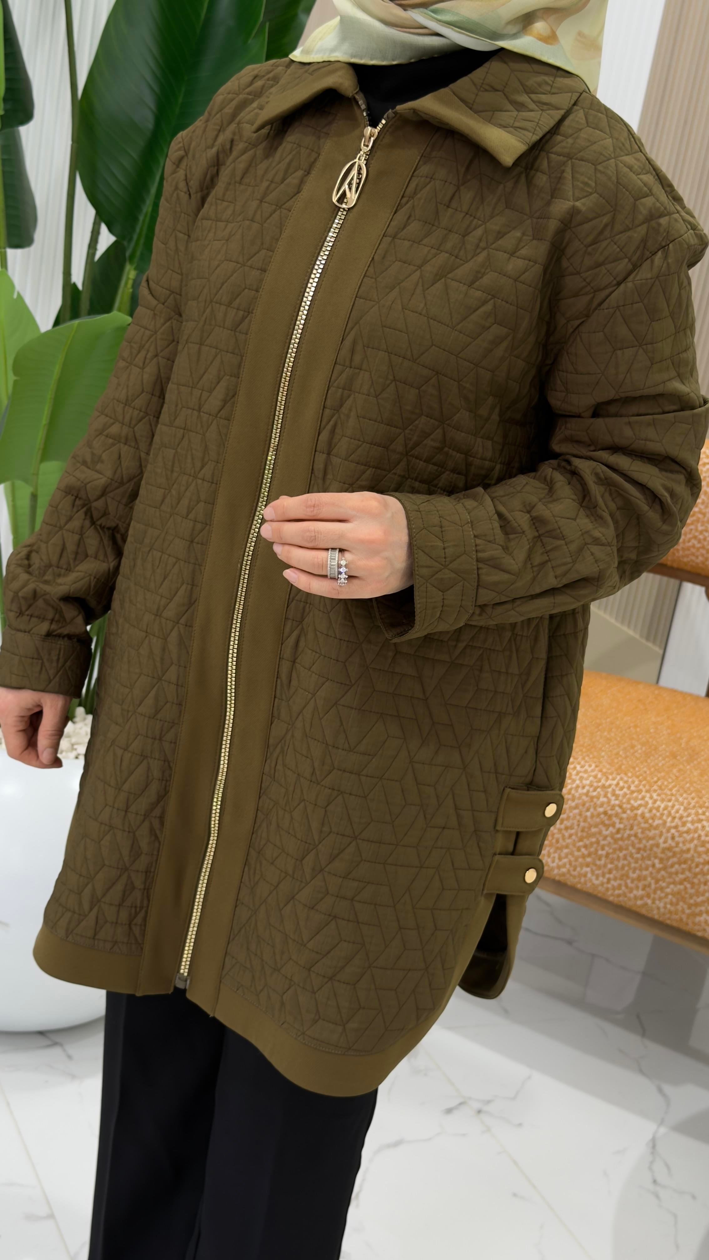 ARMİNE TREND OVAL KESİM FERMUARLI KAP HAKİ - 25KT413