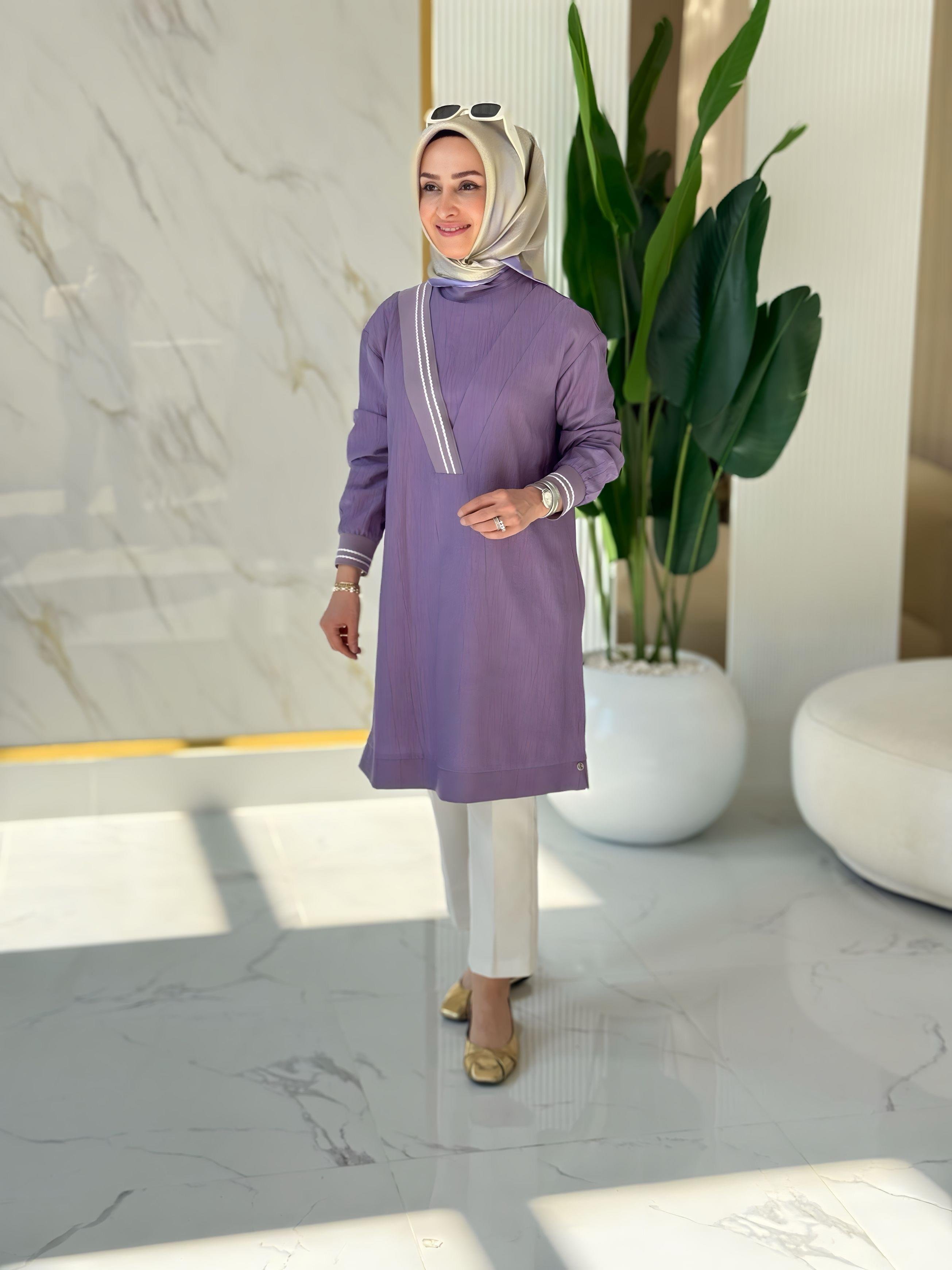 ARMİNE TREND V YAKA RİBANALI TUNİK- 25YT4143