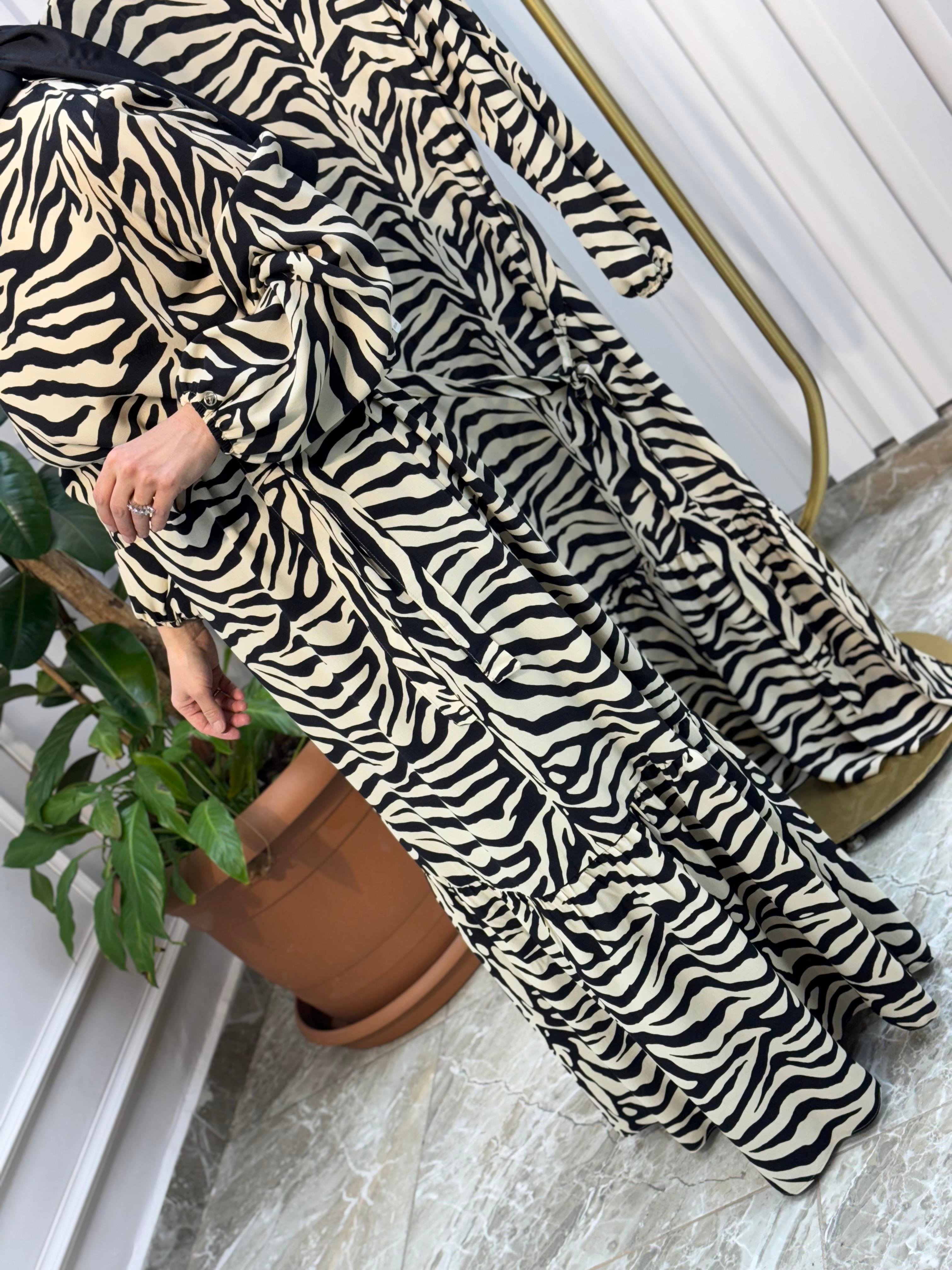 ARMİNE TREND ZEBRA ELBİSE - 25YT928
