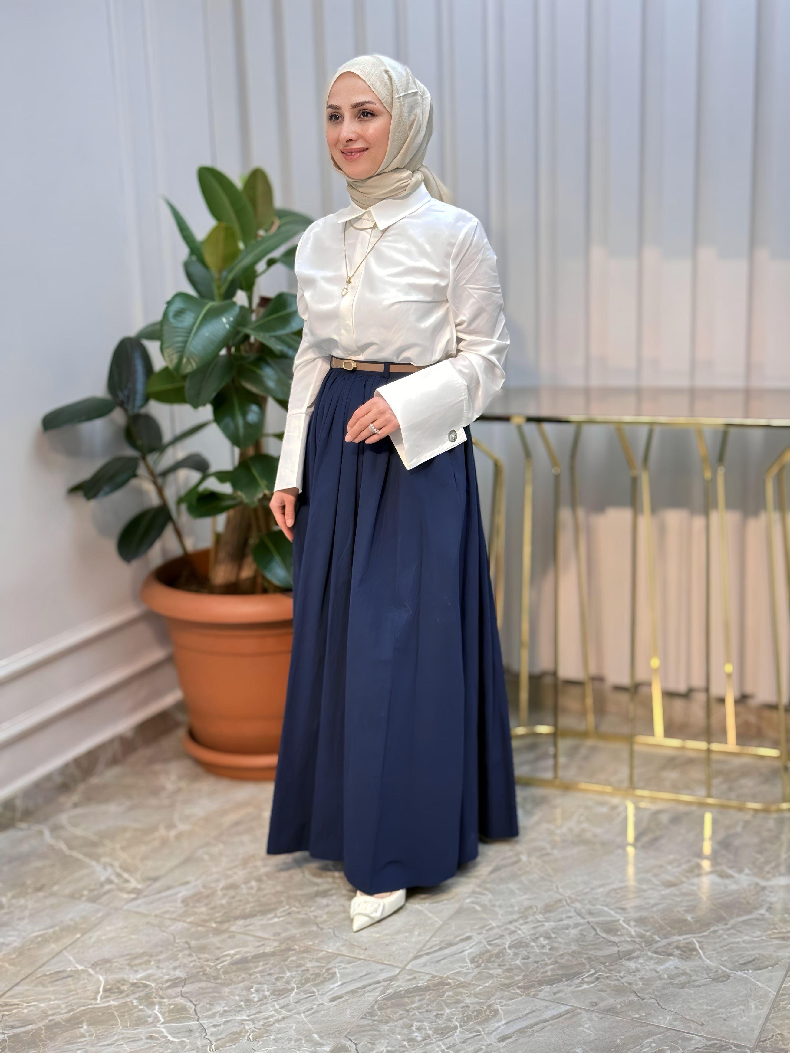 BELİ KEMERLİ PLİSELİ ETEK - 20611