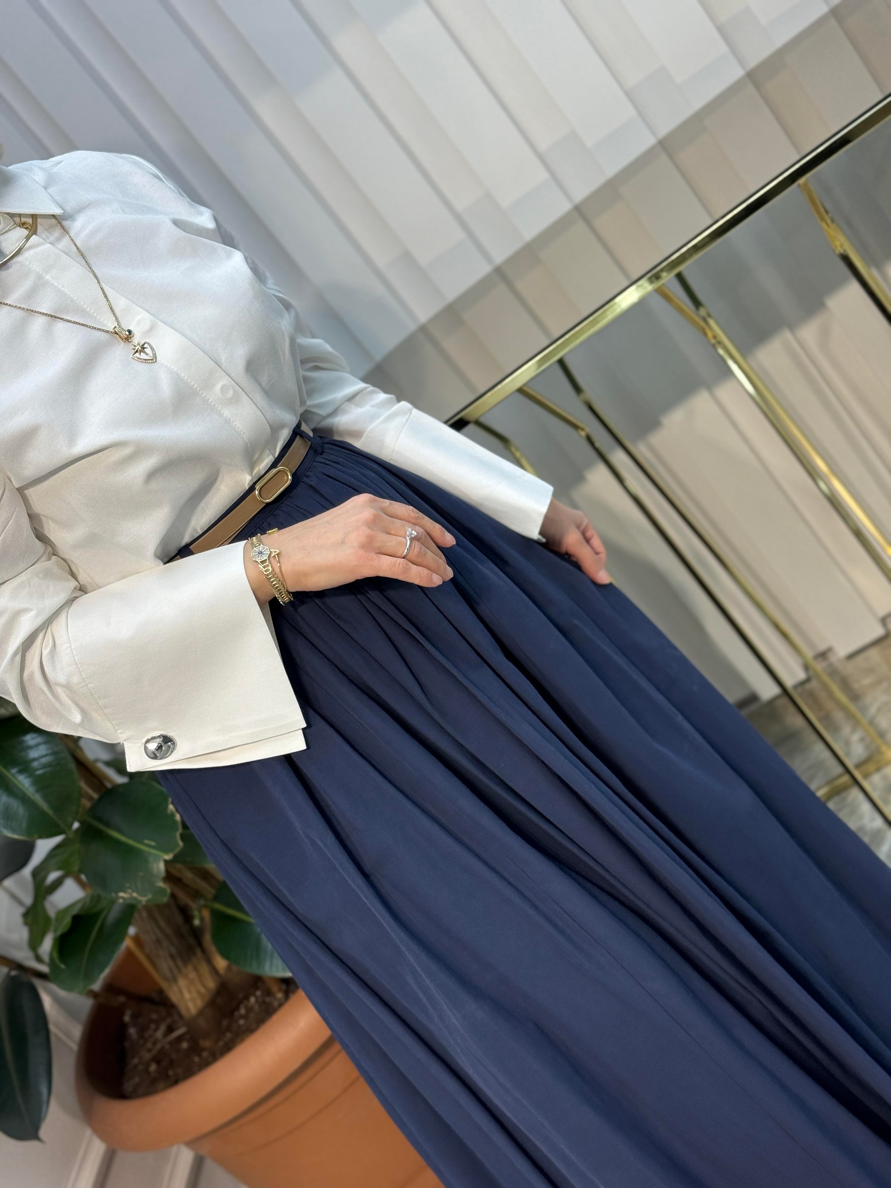BELİ KEMERLİ PLİSELİ ETEK - 20611