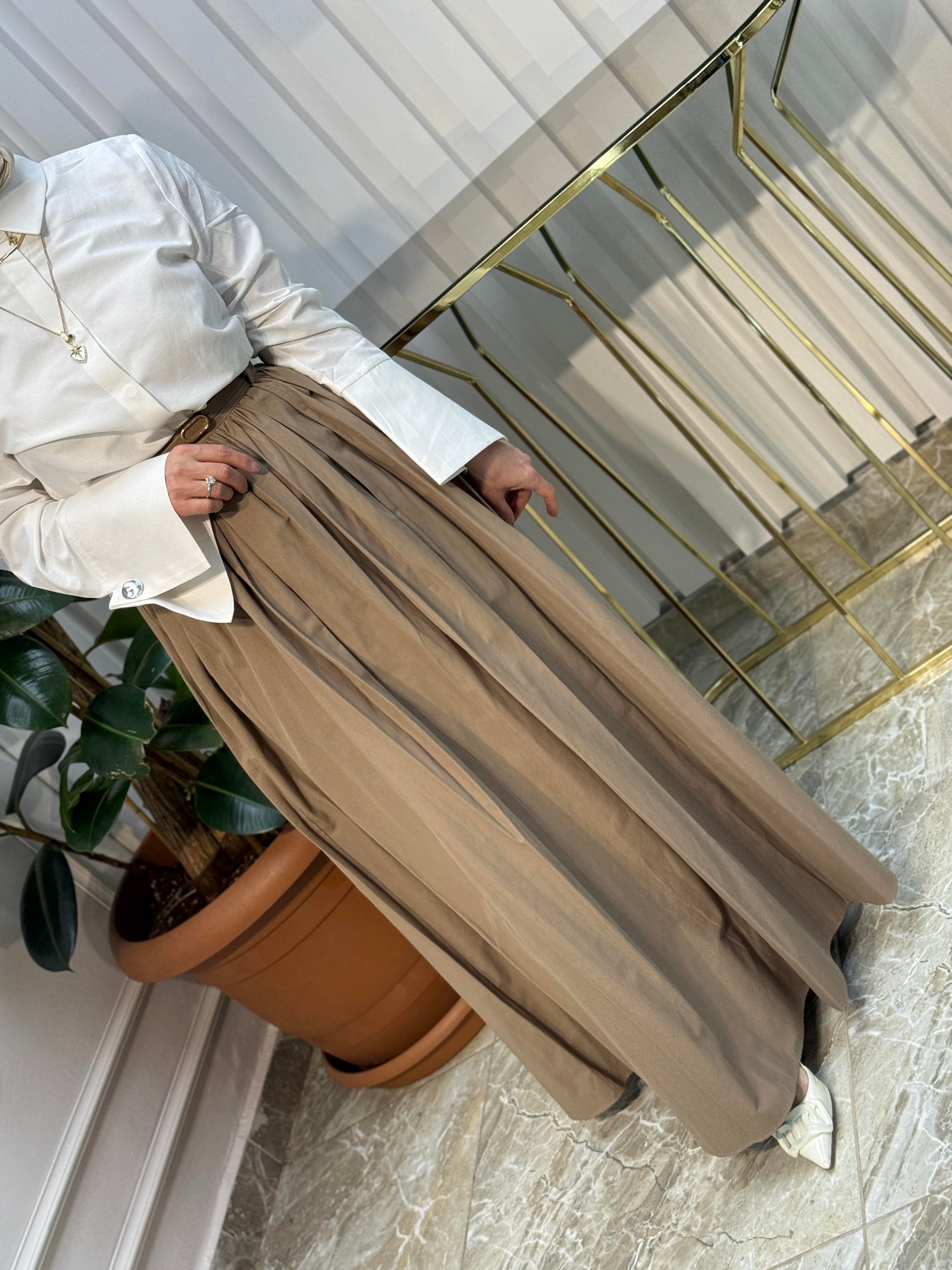 BELİ KEMERLİ PLİSELİ ETEK - 20611