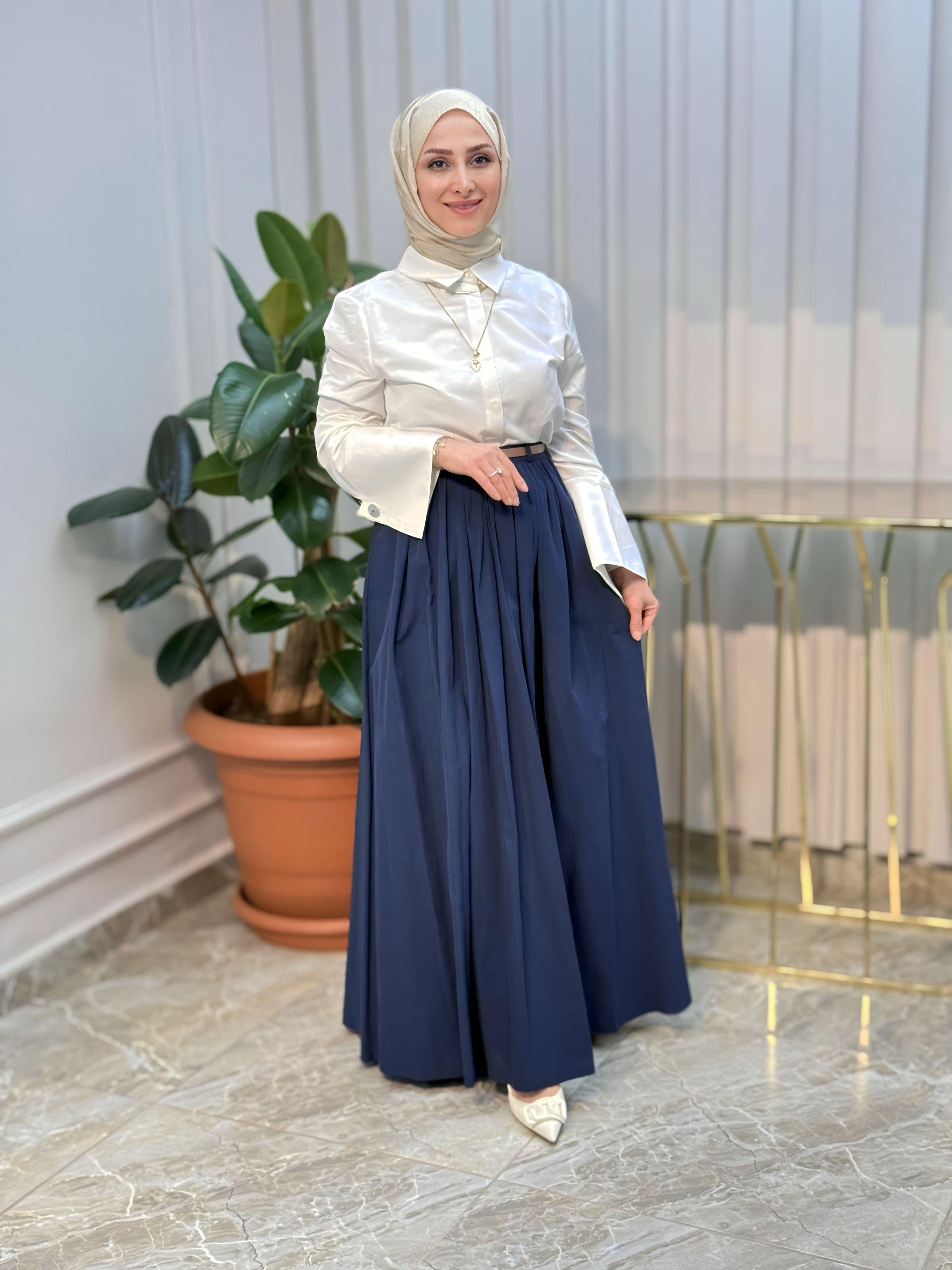 BELİ KEMERLİ PLİSELİ ETEK - 20611