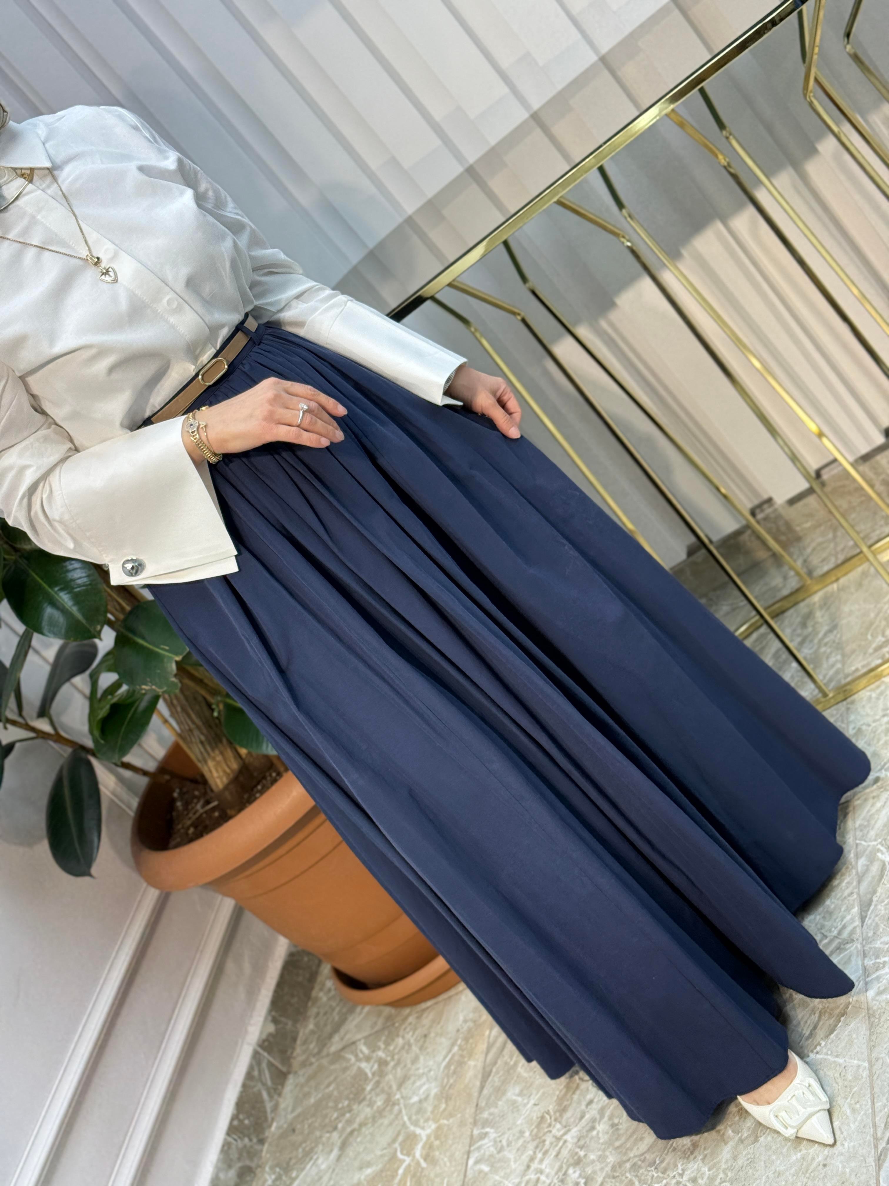 BELİ KEMERLİ PLİSELİ ETEK - 20611