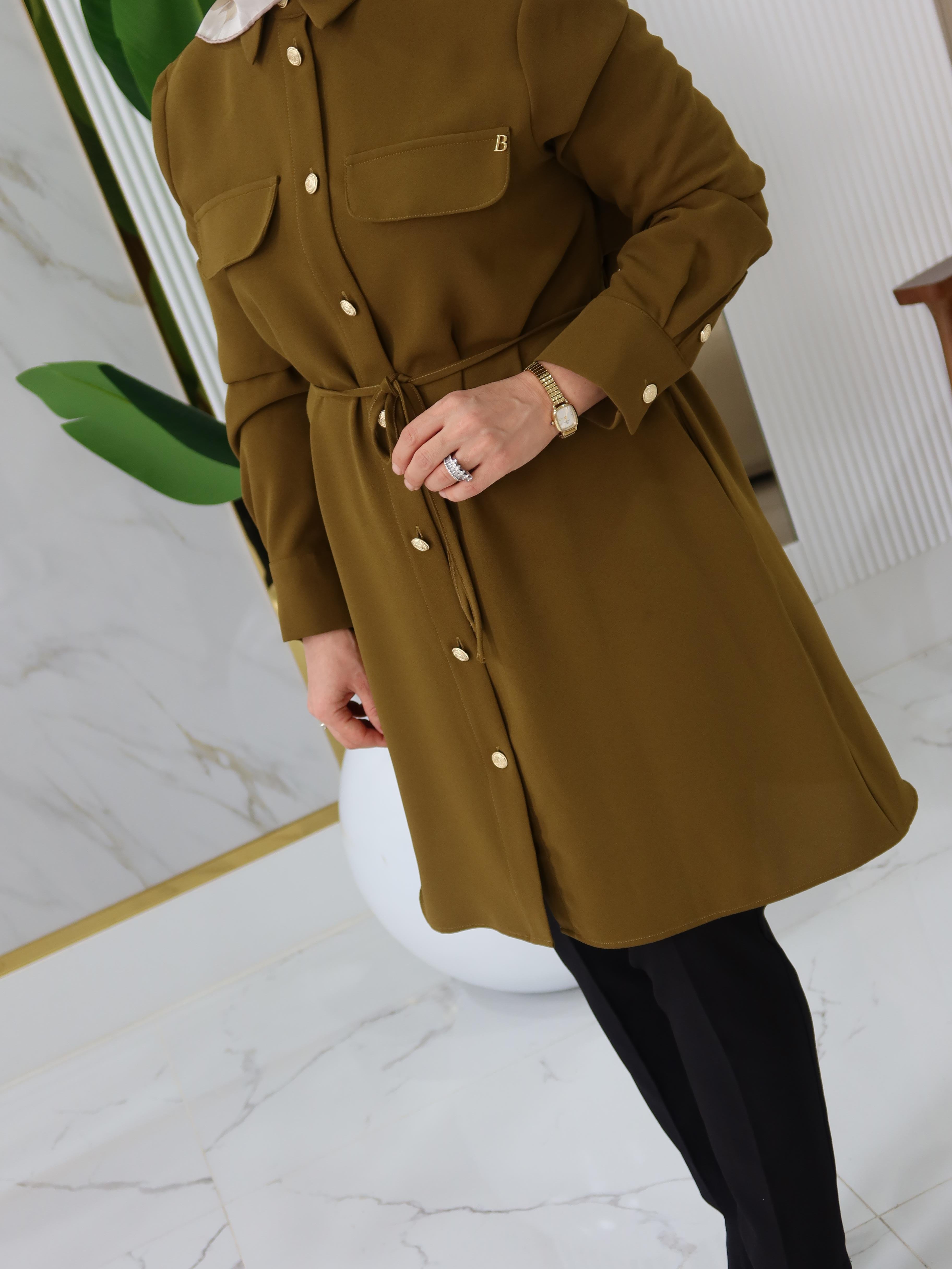BELLİ PELERİN DETAYLI TUNİK- 25K4001