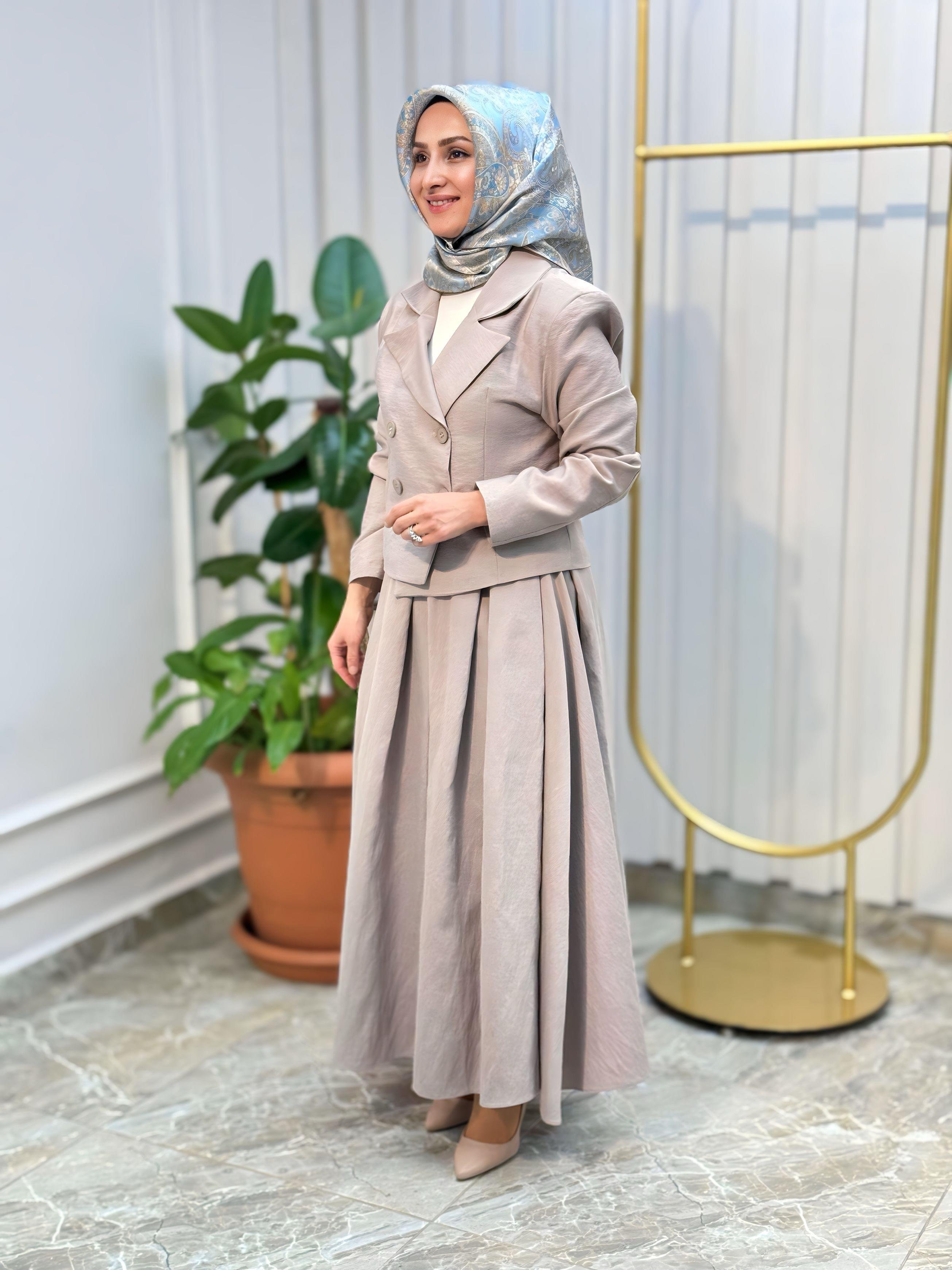 CEKETLİ ETEGİ PLİSELİ İKİLİ TAKIM - 20635