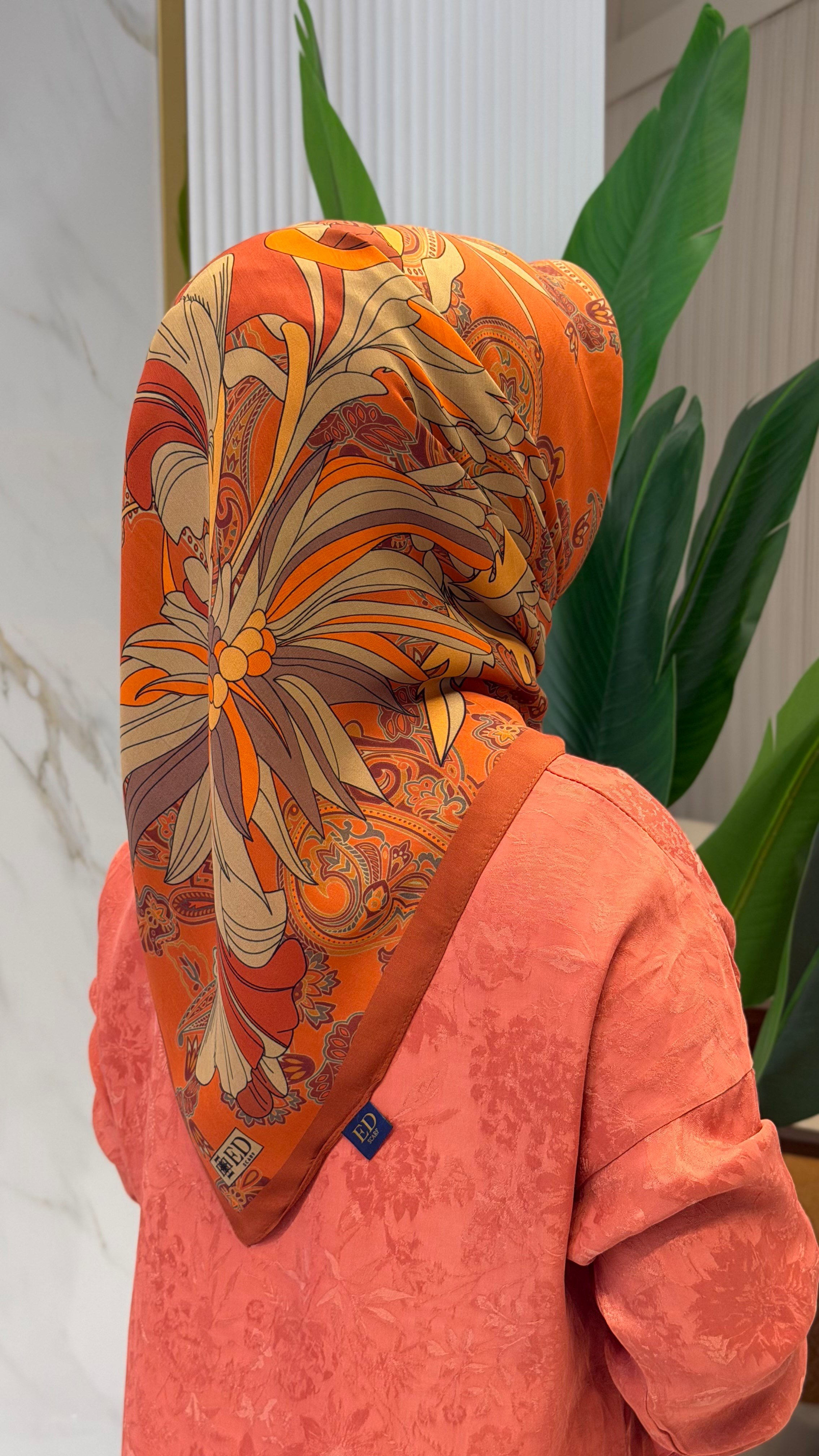 ED SCARF VİSKON FLOŞ EŞARP KİREMİT- ED0013