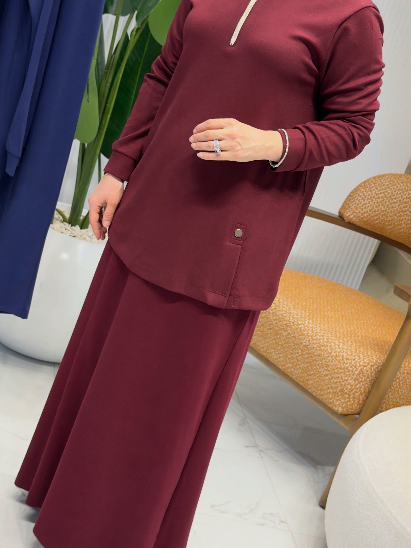 KADO ÖN FERMUAR DETAYLI ETEKLİ TAKIM BORDO- 257392