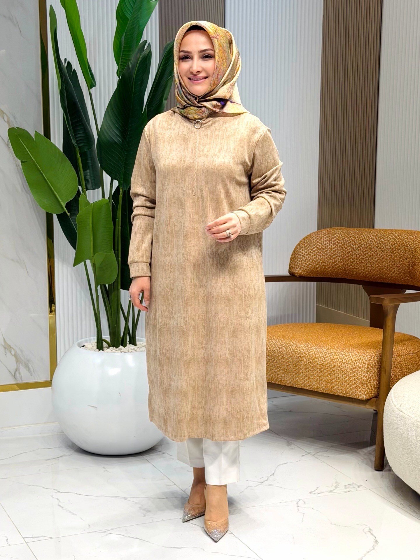 KADO ÖN YARIM FERMUARLI TUNİK BEJ- 257975