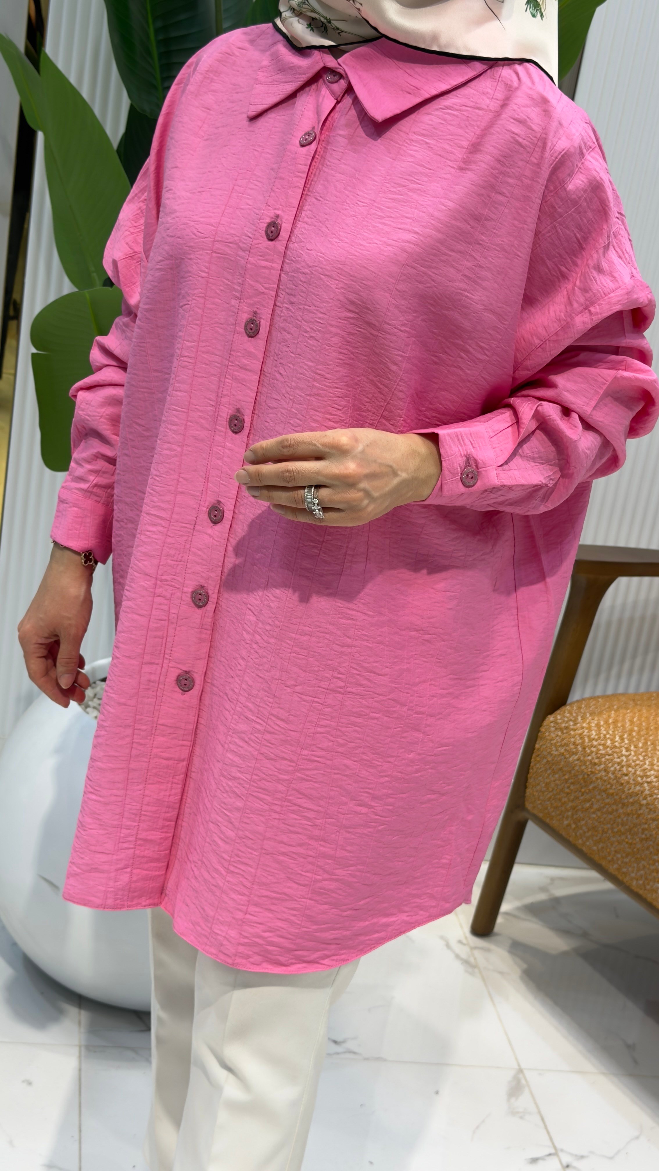 KADO OVERSİZE GÖMLEK PEMBE- 262244