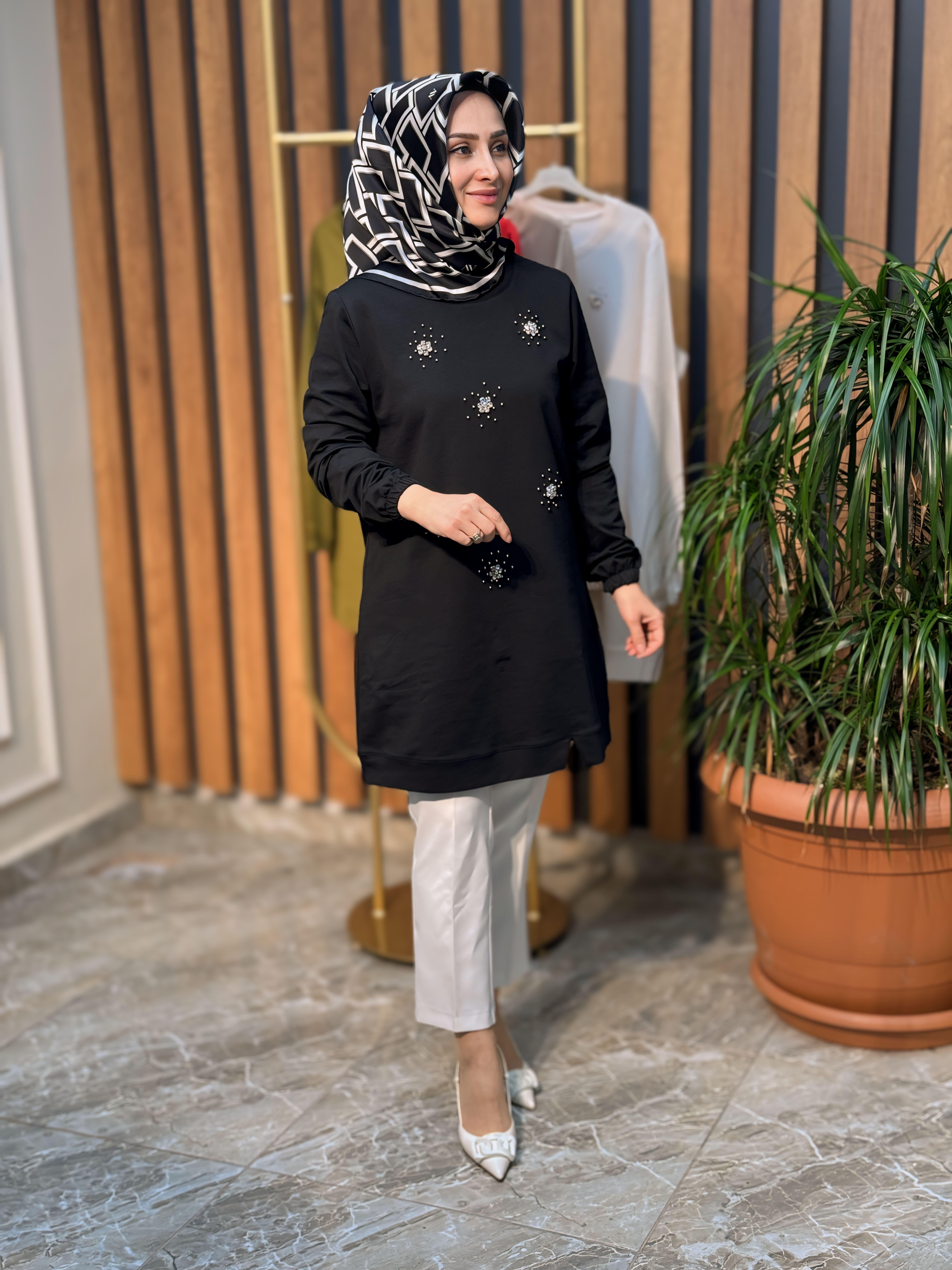 KADO SOFF İNCİLİ TAŞLI TUNİK 7005