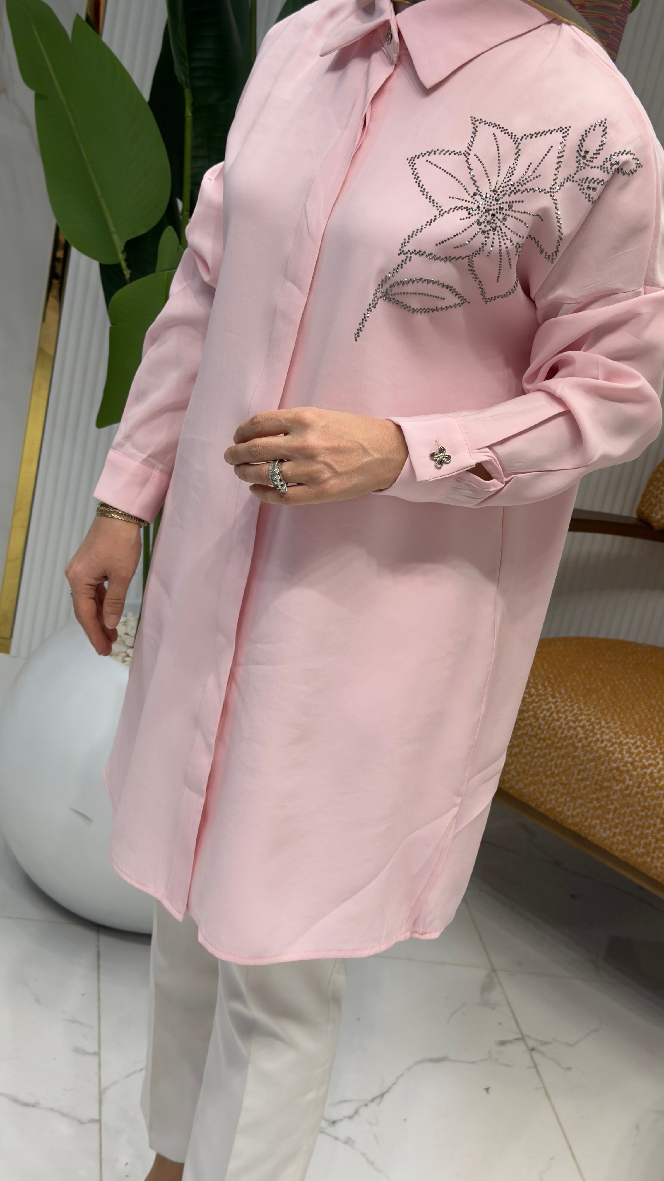 KADO TAŞLI GÖMLEK PEMBE - 263364